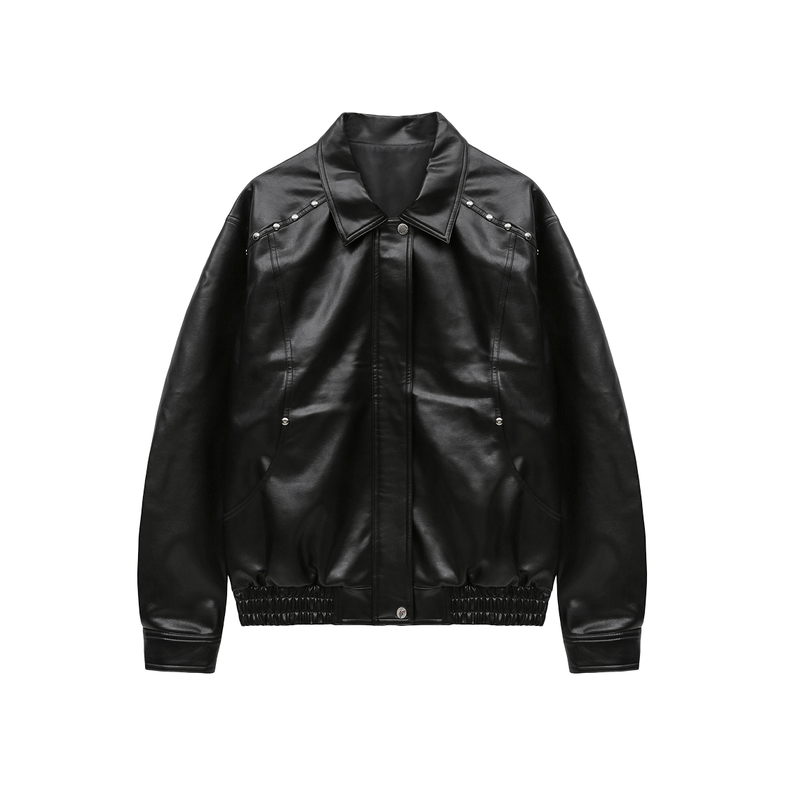 MF2579LE001MBBFR Margarin Fingers Rivet Fake Leather Jacket Black