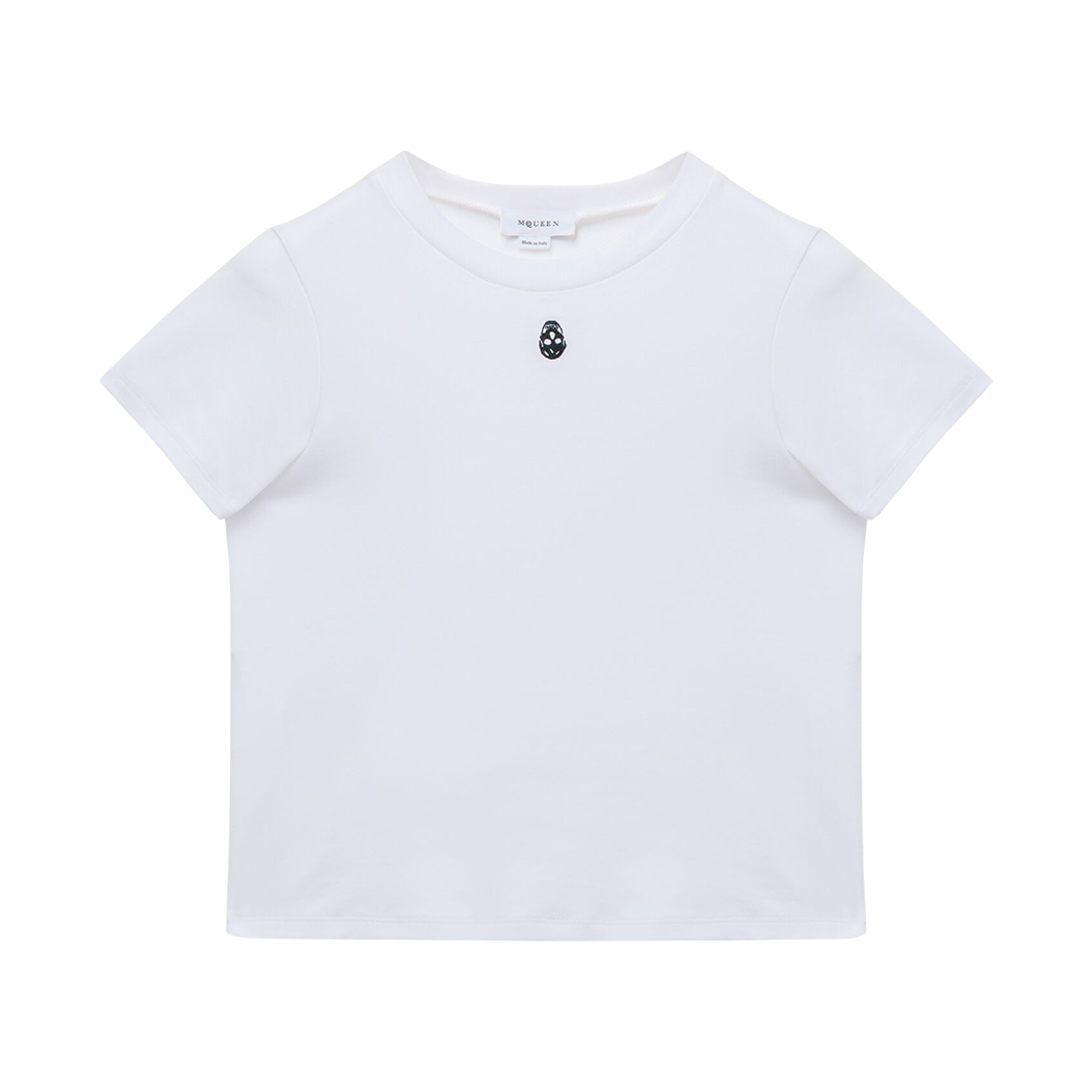 (W) 알렉산더 맥퀸 자수 스컬 티셔츠 옵티컬 화이트((W) Alexander McQueen Embroidered Skull T-Shirt Optical White)