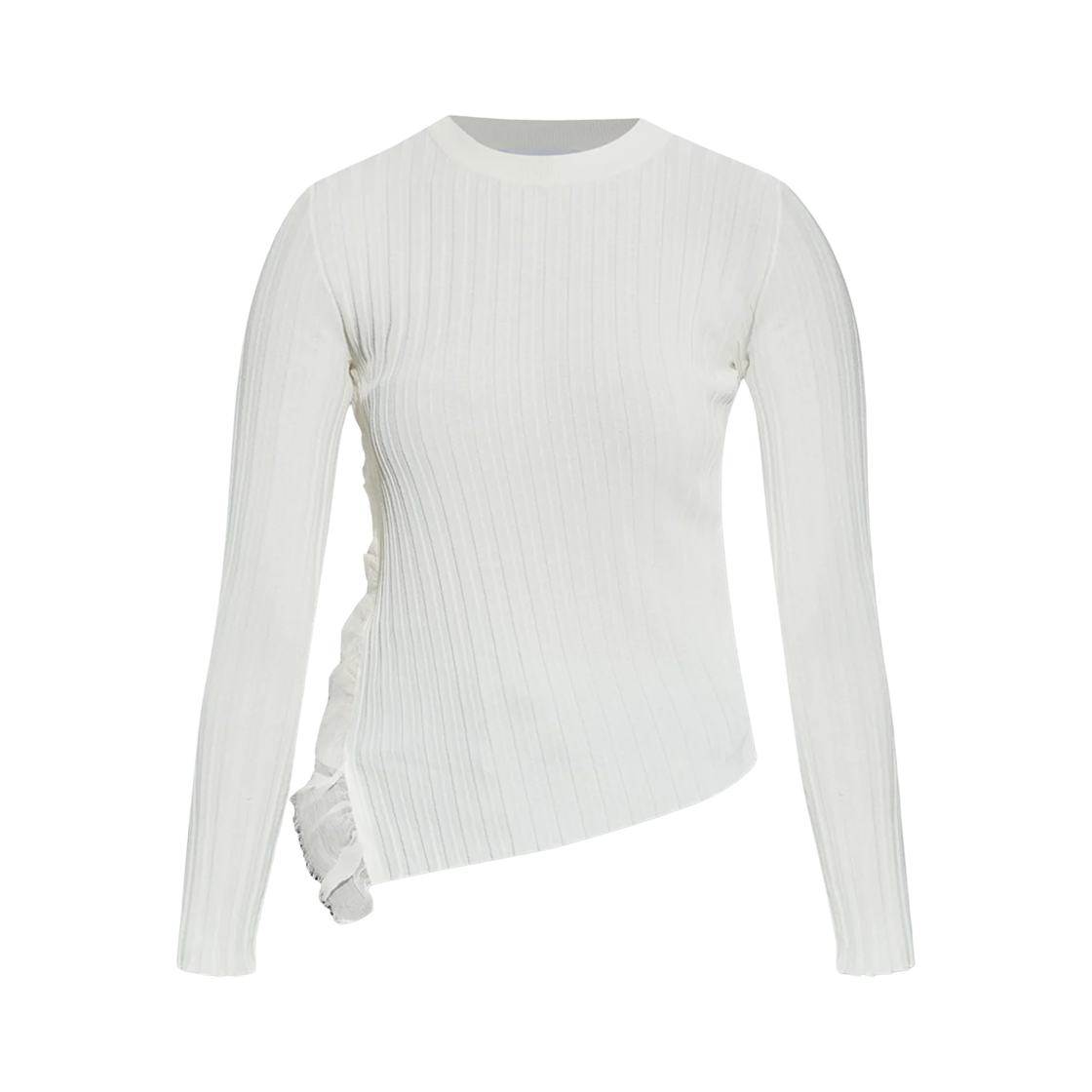 833508Q1BDF9004 (W) Alexander McQueen Ribbed Knit Asymmetric Top White
