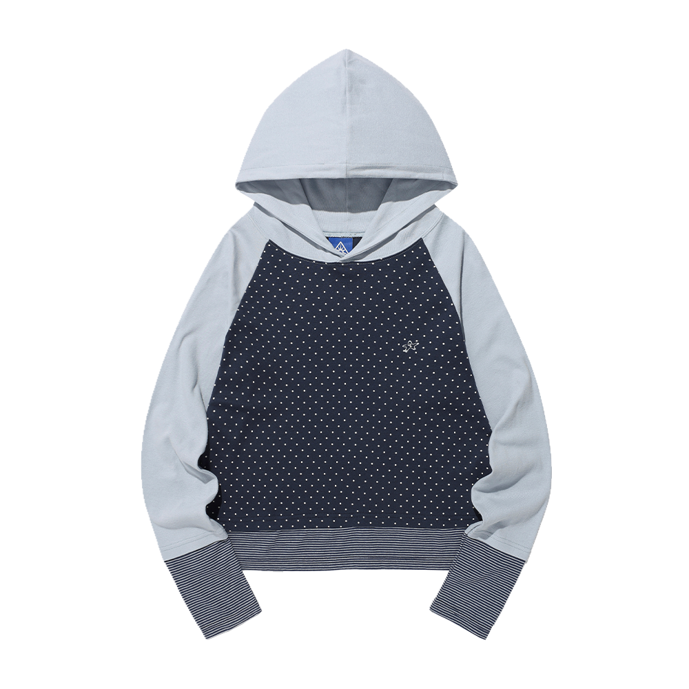 IK2FFFT554ALB ISTKUNST Dot Stripe Layerd Hooded L/S Tee Light Blue