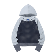 ISTKUNST Dot Stripe Layerd Hooded L/S Tee Light Blue