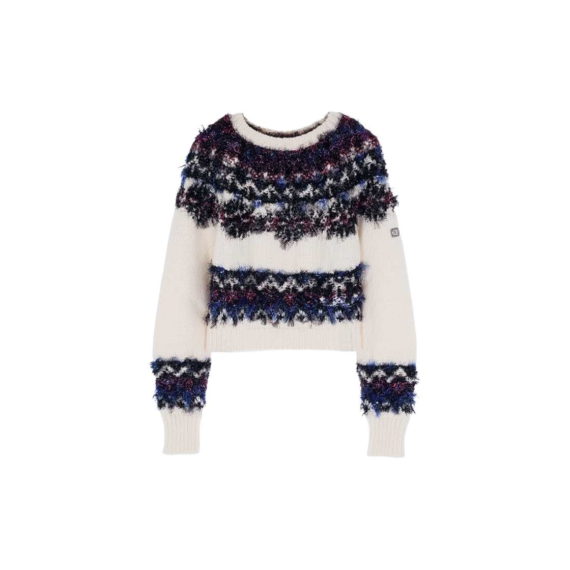 ITRV8RS37459 CHANEL 21K Cashmere Glitter Pullover 38 White/Multicolor