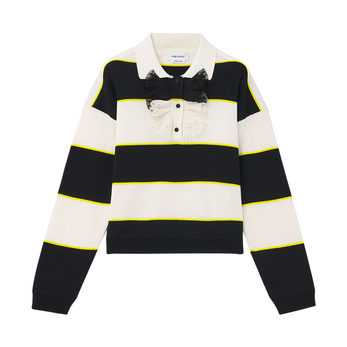 839848Q1BEQ1378 (W) Alexander McQueen Striped Polo Jumper Cream Black