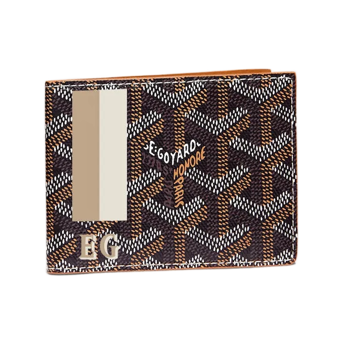 고야드 인서트 빅투아르 카드 월렛 스트라이프 앤 이니셜 블랙 탄(Goyard Insert Victoire Card Wallet Stripes and Initials Black Tan) - 1