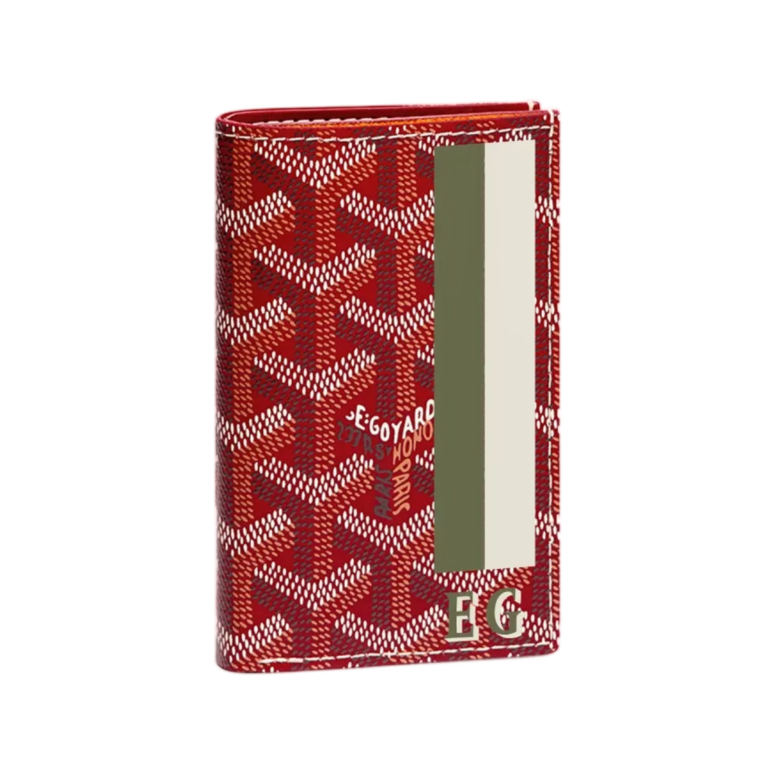 고야드 생피에르 카드 월렛 스트라이프 앤 이니셜 레드(Goyard Saint Pierre Card Wallet Stripes and Initials Red) - 1
