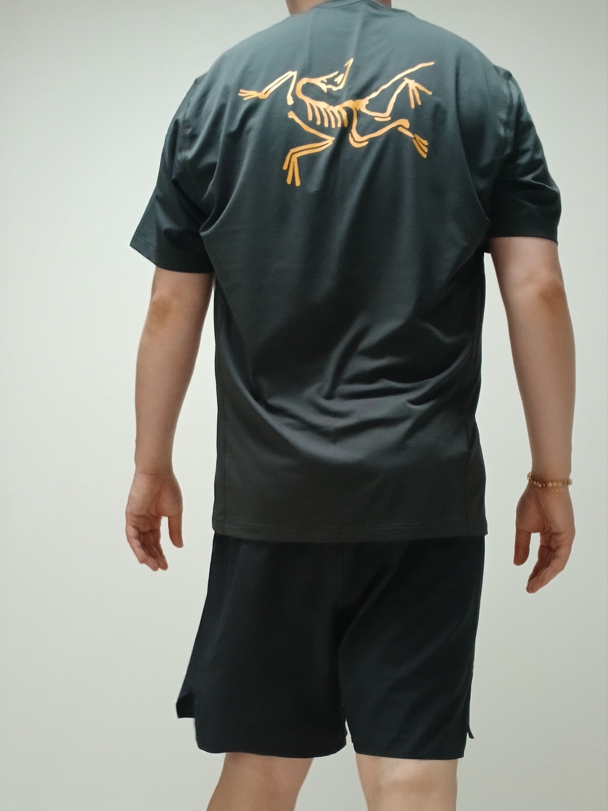 Arc'teryx Motus Arcword Crew SS T-Shirt Black Heather, Arc'teryx Norvan Liner 7 Inch Shorts Black 착용 스타일 - 10