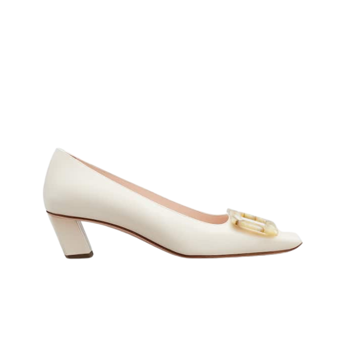 (W) 로저 비비에 벨 비비에 레더 펌프스 오프 화이트((W) Roger Vivier Belle Vivier Pumps in Leather Off White)