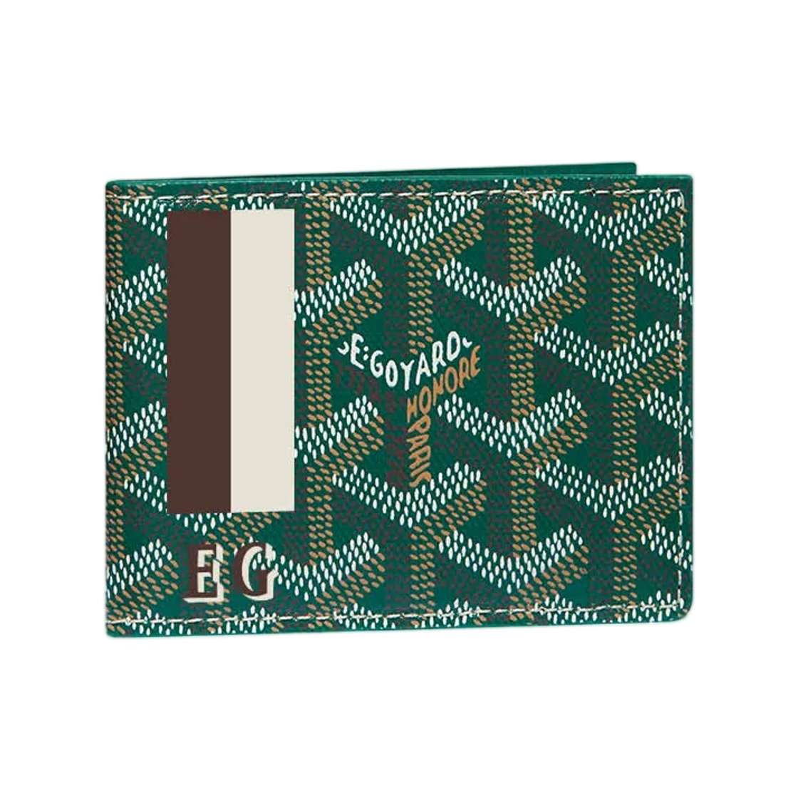 고야드 인서트 빅투아르 카드 월렛 스트라이프 앤 이니셜 그린(Goyard Insert Victoire Card Wallet Stripes and Initials Green) - 1