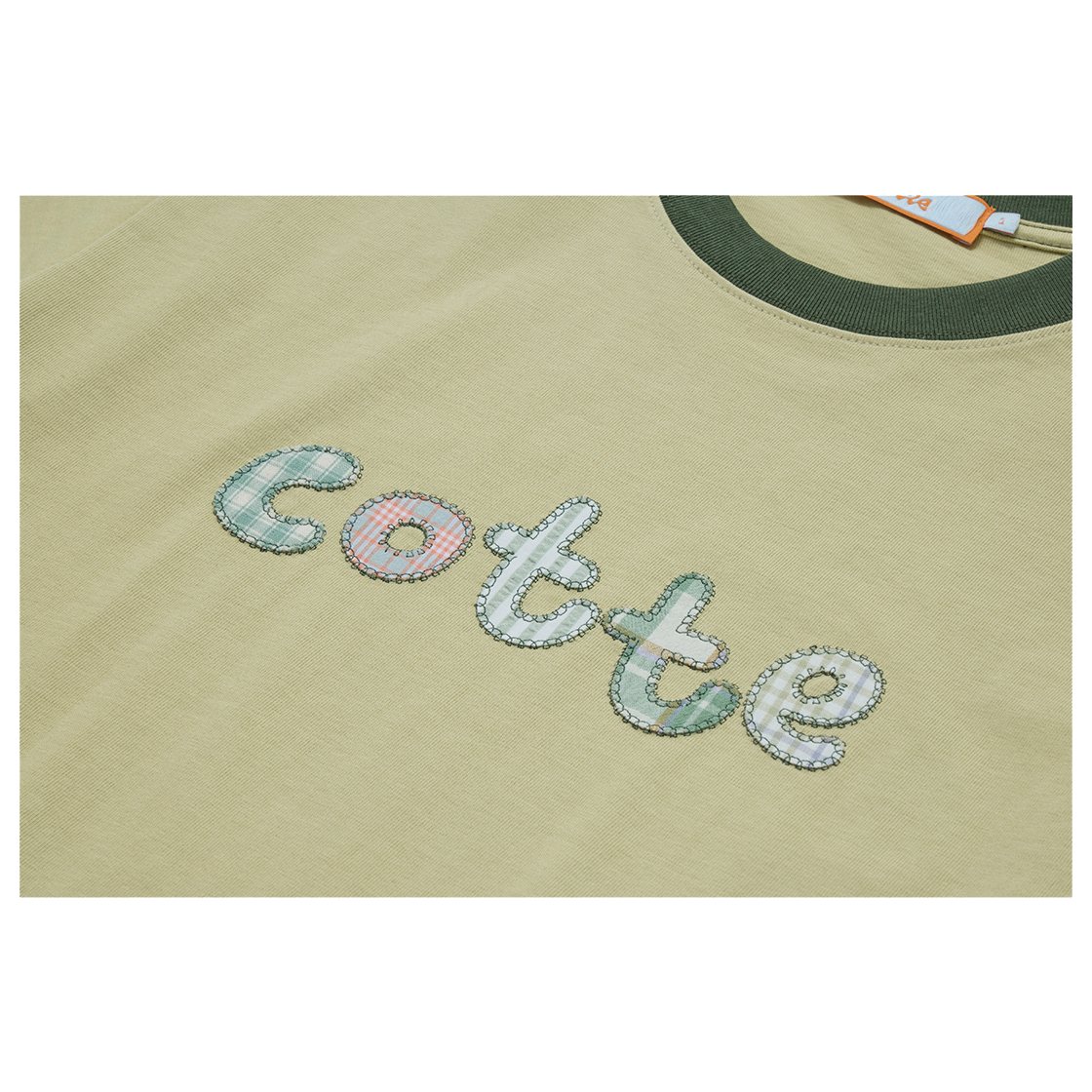 꼬떼 체크아플리케 티셔츠 라이트그린(COTTE Cotte Check Applique T-Shirt Light Green) - 5