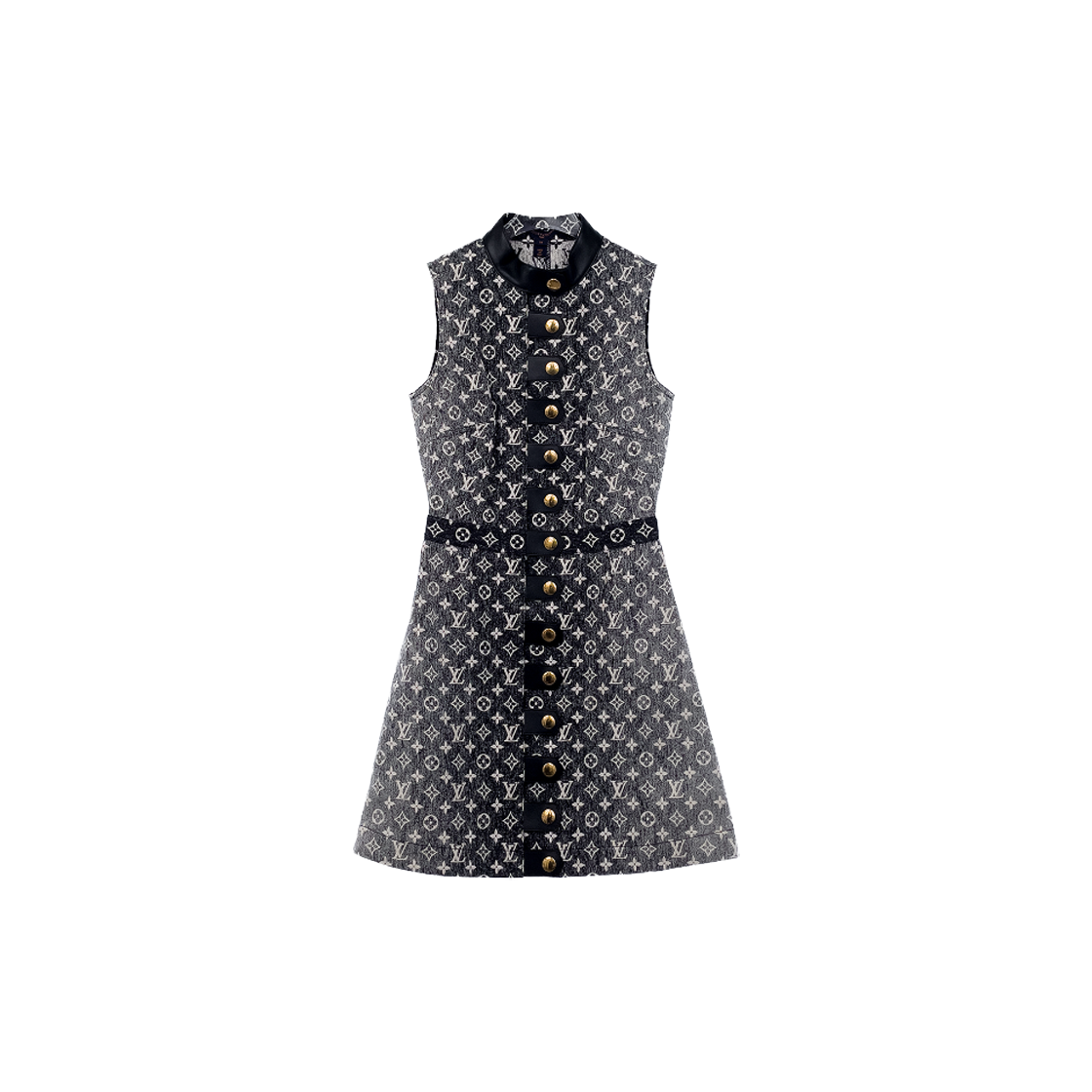 ITC7FQ9654HN LOUIS VUITTON Sleeveless Monogram Zip-Up Dress 34 Black