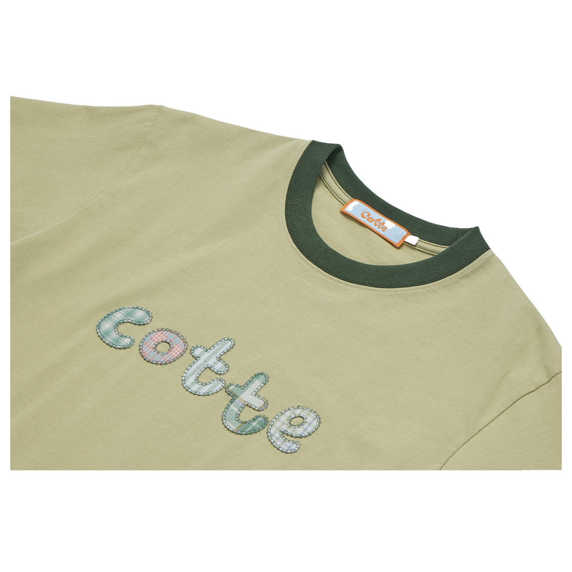 꼬떼 체크아플리케 티셔츠 라이트그린(COTTE Cotte Check Applique T-Shirt Light Green) - 3