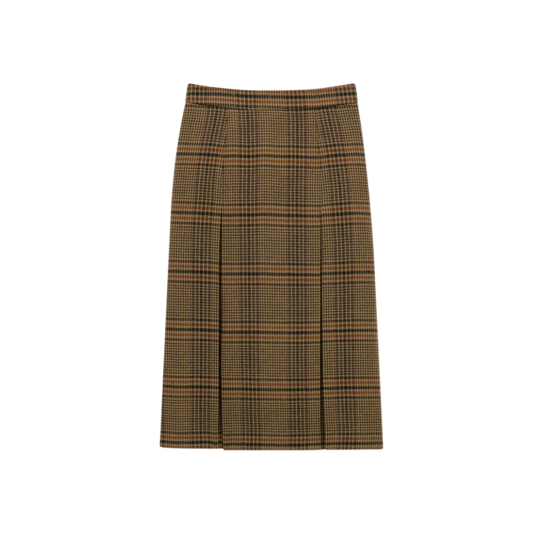 (W) 생로랑 프린스 오브 웨일스 캐시미어 미디 스커트 마론 베이지 루((W) Saint Laurent Midi Skirt in Prince of Wales Wool and Cashmere Marron Beige Roux) - 2