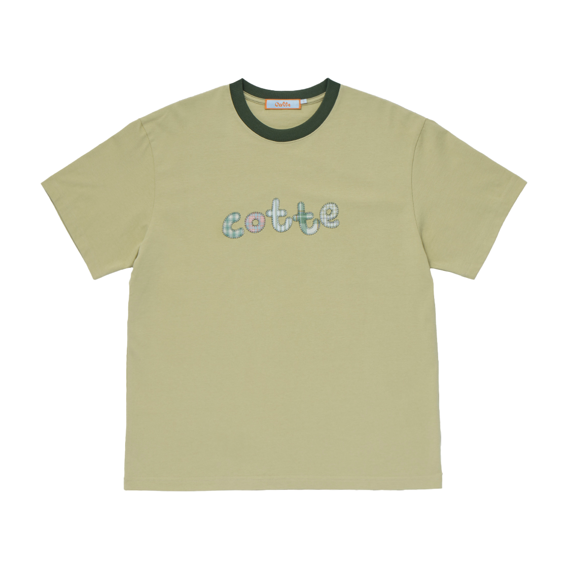 꼬떼 체크아플리케 티셔츠 라이트그린(COTTE Cotte Check Applique T-Shirt Light Green)