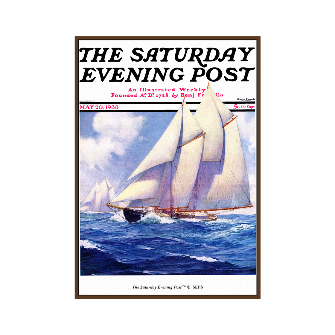SFX3GD764A The Saturday Evening Post Framed Poster_Yachts at Sea_A2