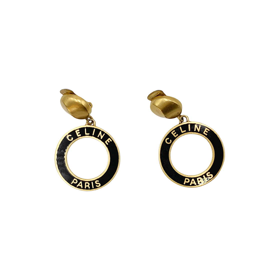 ITUMVRN7MI94 CELINE Logo Circle Round Drop Clip-On Earrings
