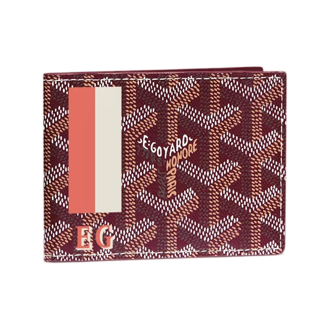 고야드 인서트 빅투아르 카드 월렛 스트라이프 앤 이니셜 버건디(Goyard Insert Victoire Card Wallet Stripes and Initials Burgundy) - 1