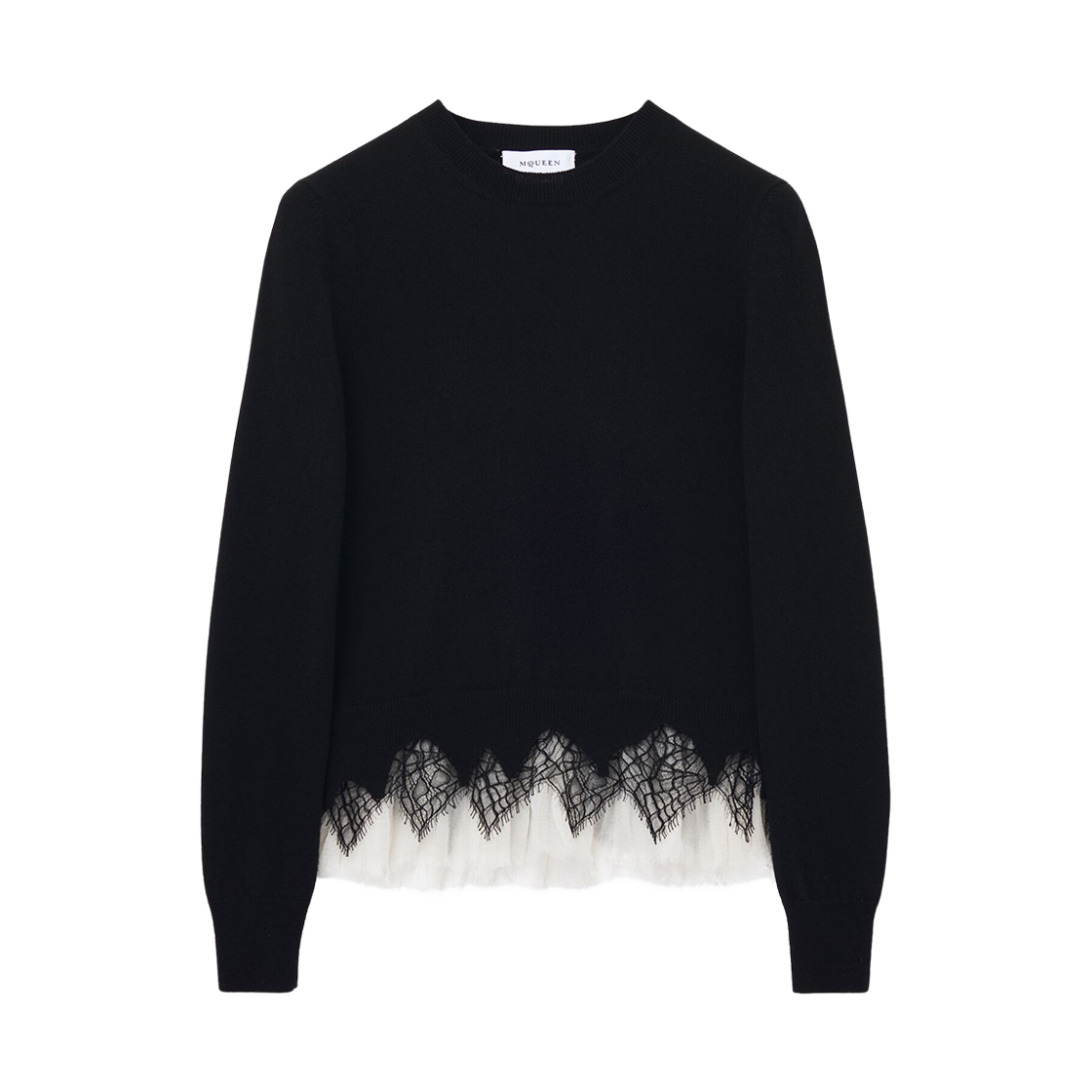 829288Q1BC81080 (W) Alexander McQueen Cobweb Lace Jumper Black Ivory