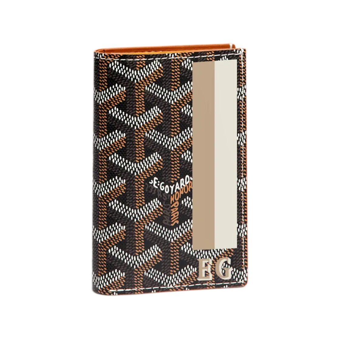 고야드 생피에르 카드 월렛 스트라이프 앤 이니셜 블랙 탄(Goyard Saint Pierre Card Wallet Stripes and Initials Black Tan) - 1
