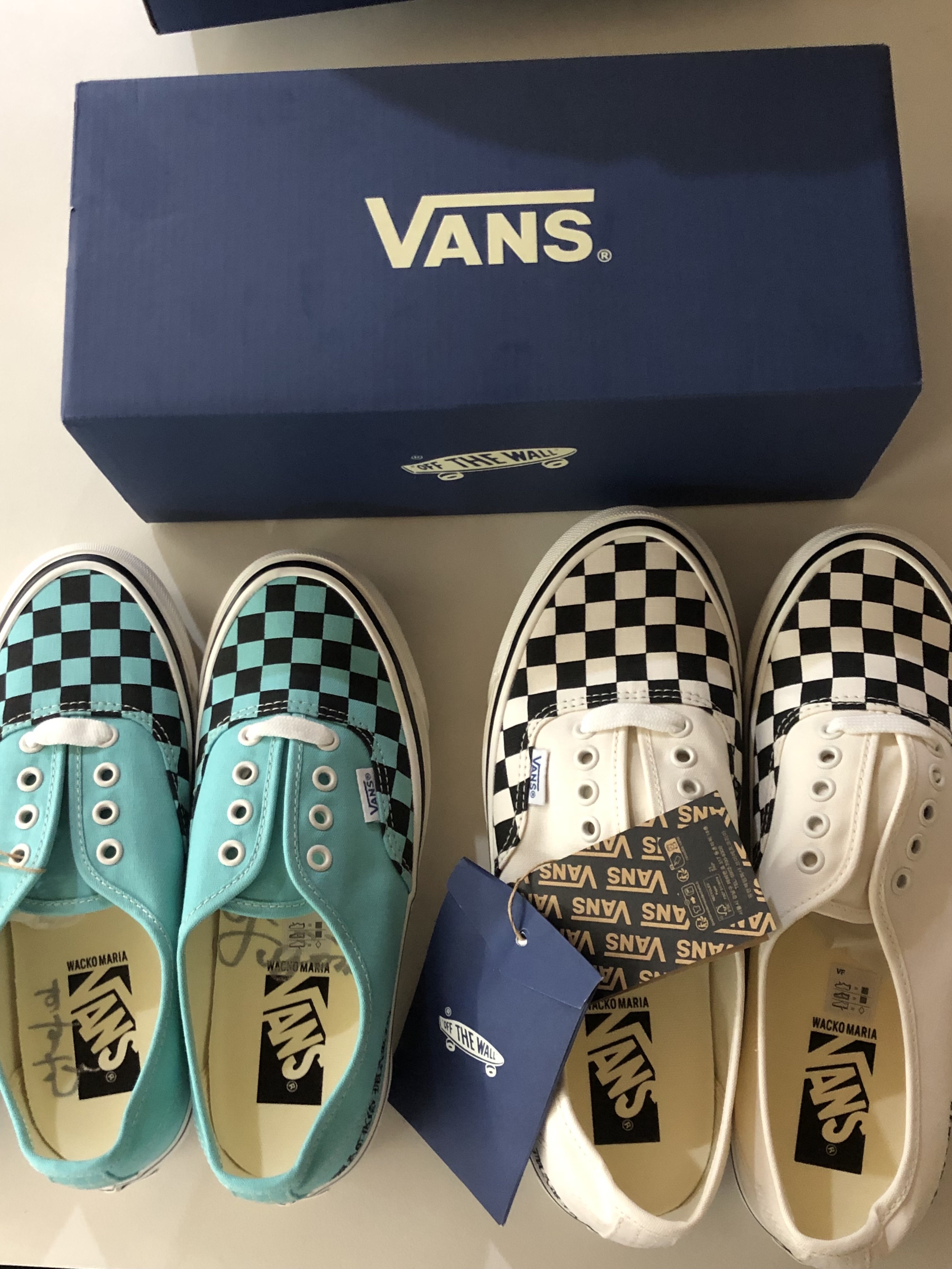Vans X Wacko Maria Authentic Lx 44 Checkerboard Blue, Vans X Wacko Maria Authentic Lx 44 Checkerboard Snow White 착용 스타일 - 1