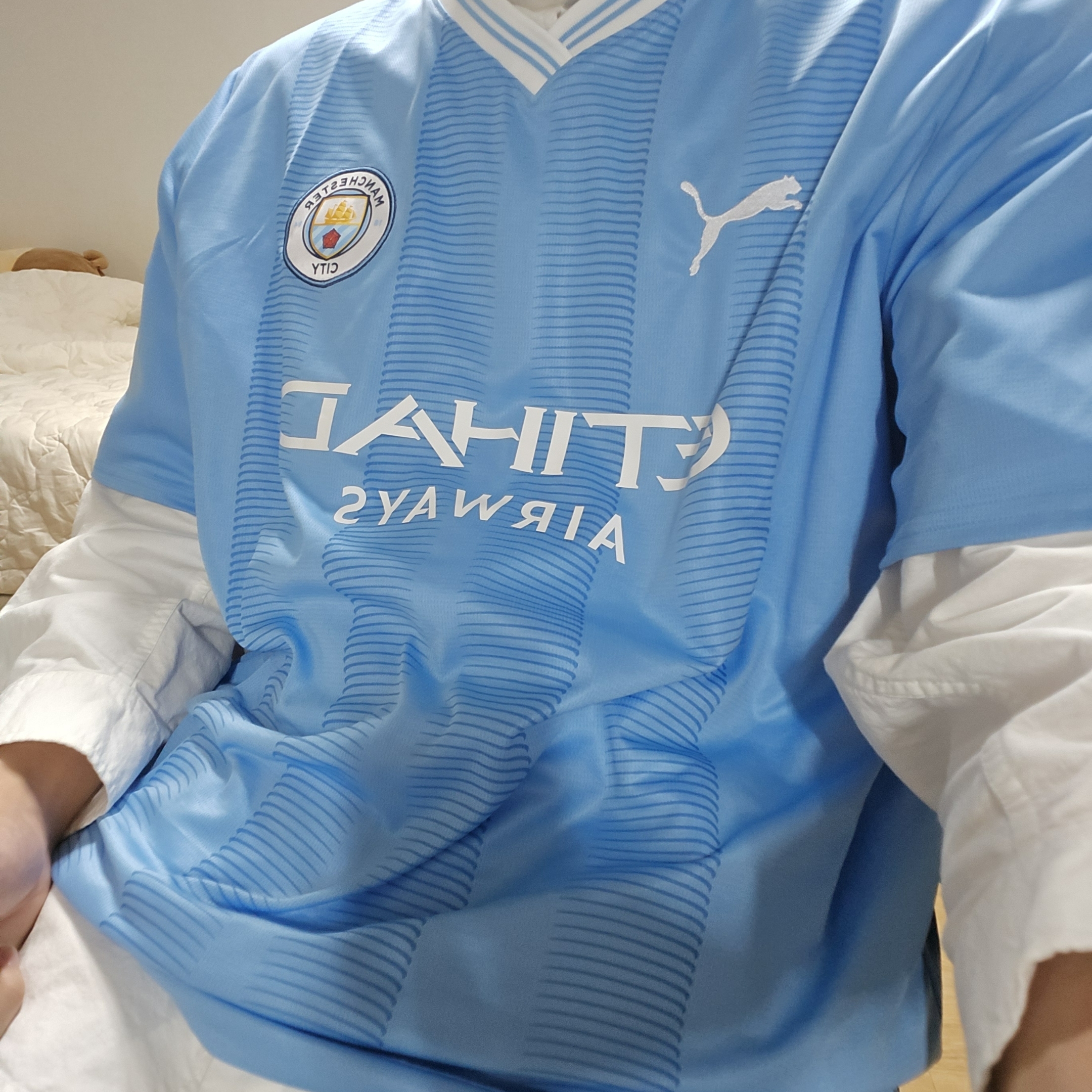 Puma Manchester City 2023/24 Home Jersey Team Light Blue (Non Marking Ver.) 착용 스타일 - 2