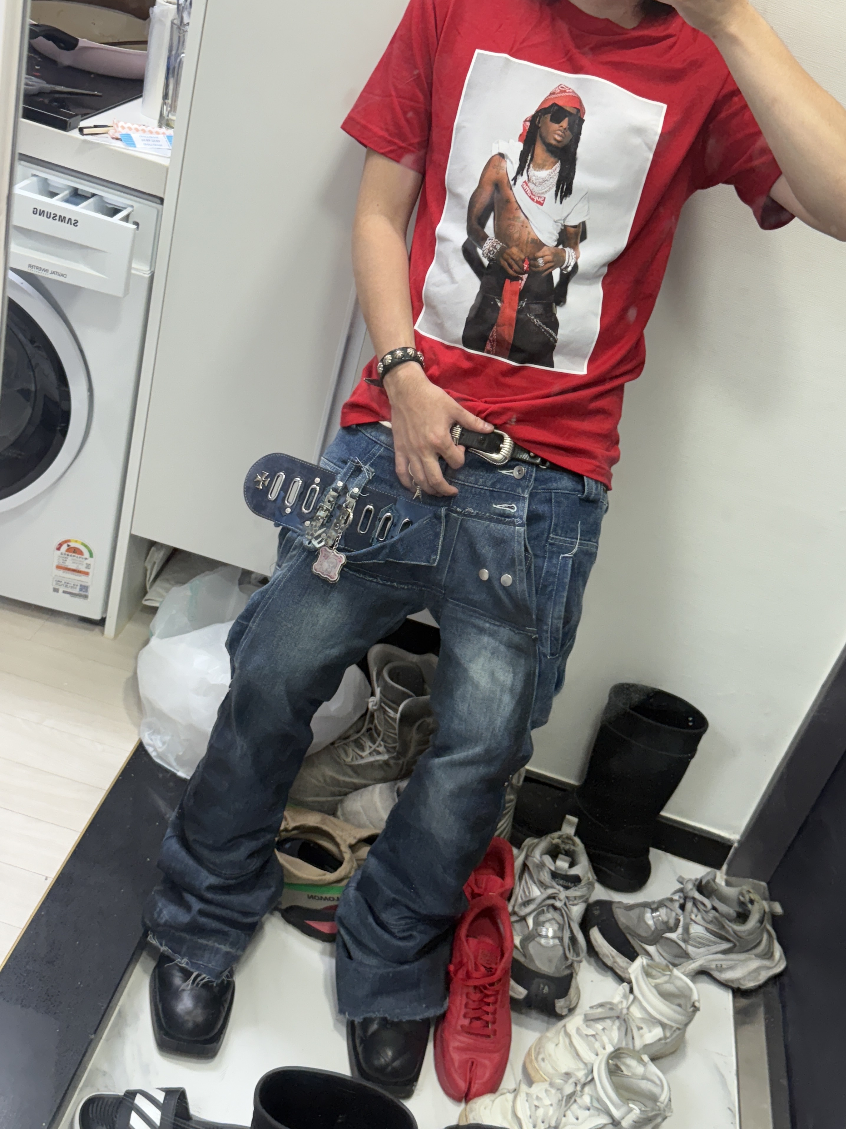 Supreme Playboi Carti T-Shirt Red - 25FW 착용 스타일 - 1