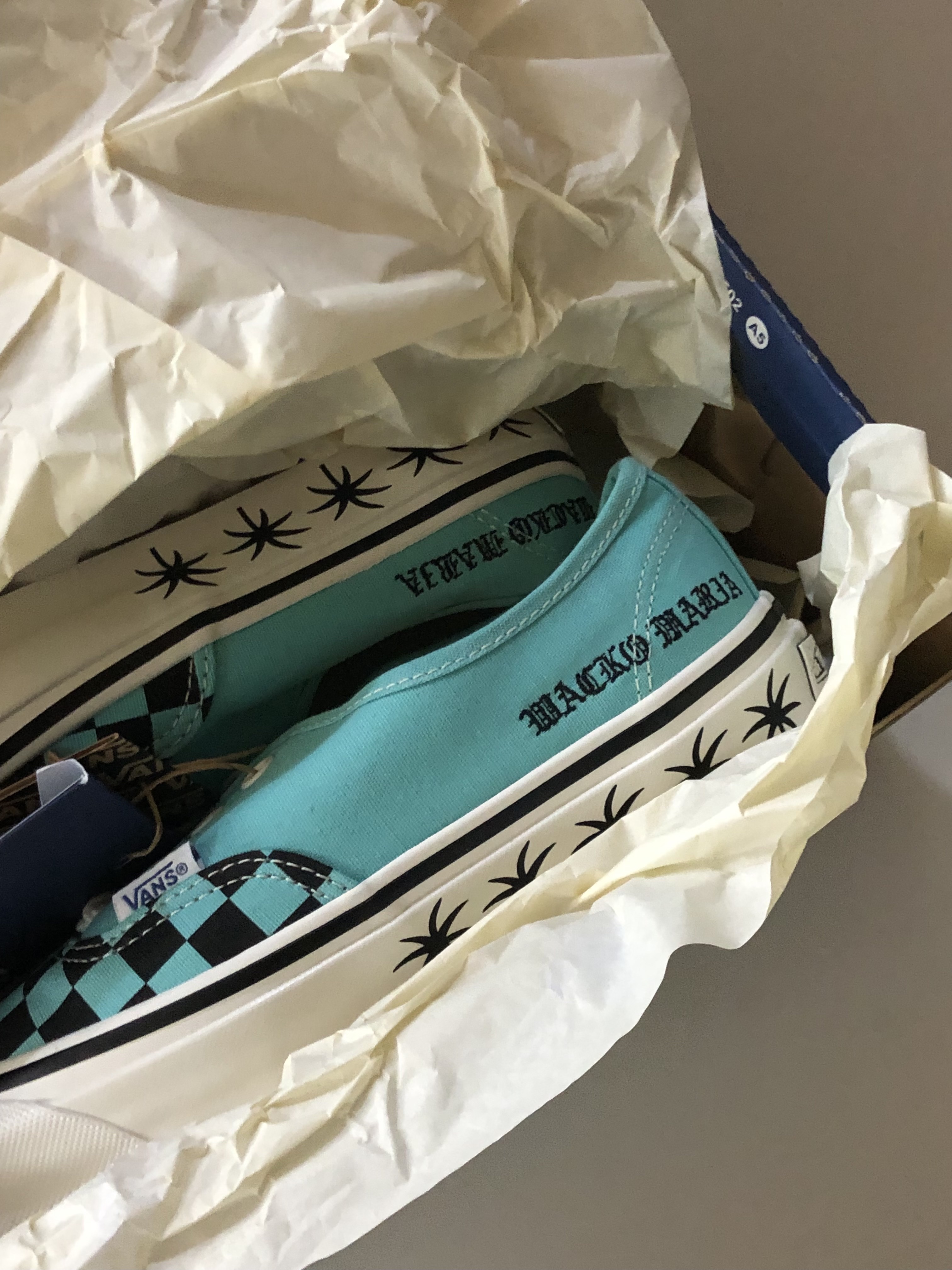 Vans X Wacko Maria Authentic Lx 44 Checkerboard Blue, Vans X Wacko Maria Authentic Lx 44 Checkerboard Snow White 착용 스타일 - 2
