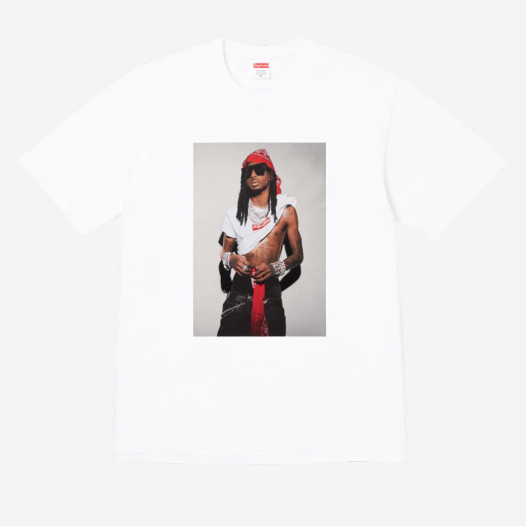Supreme Playboi Carti T-Shirt White - 25FW 착용 스타일 - 1