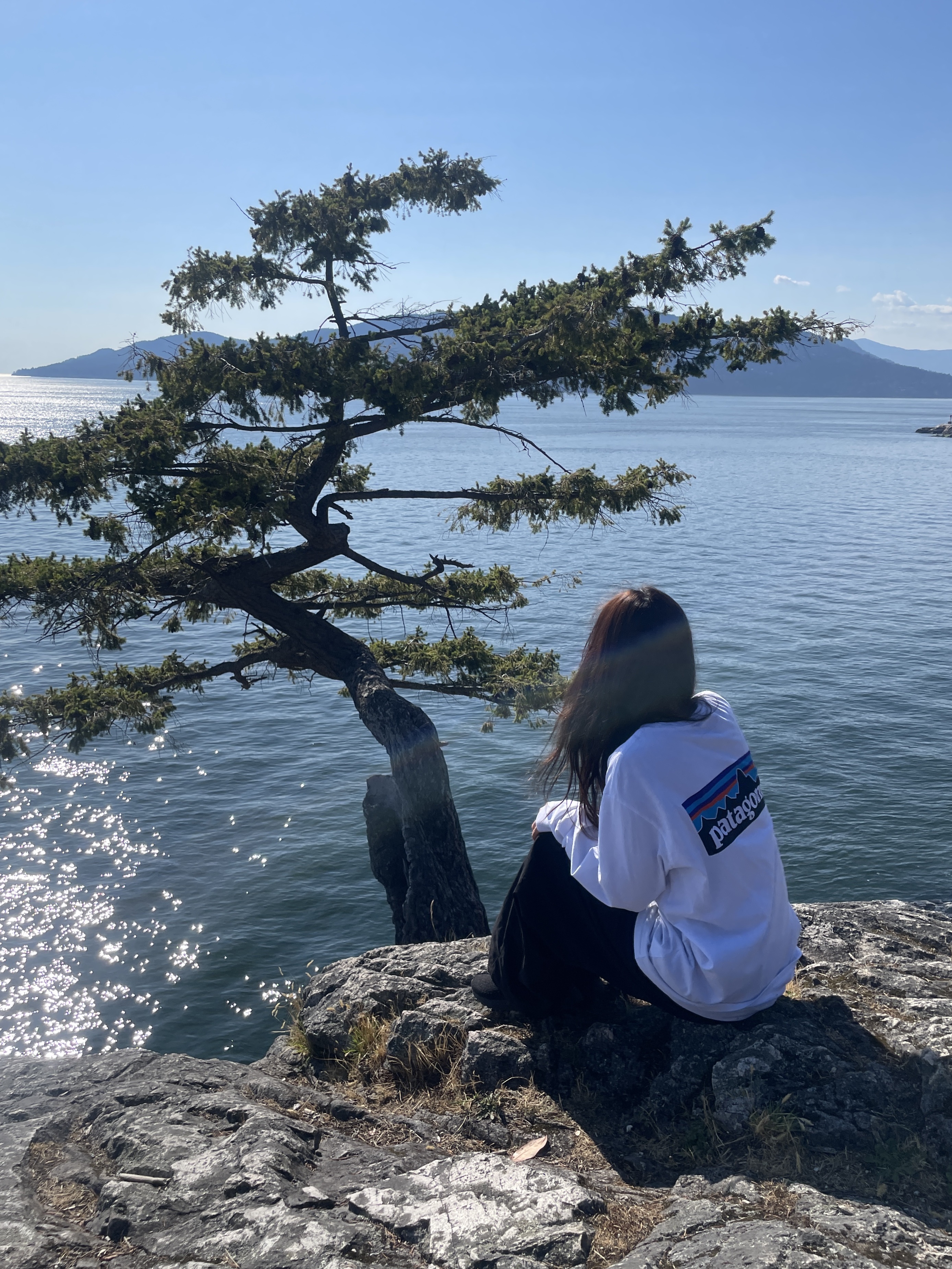 Patagonia P-6 Logo Responsibili-Tee L/S White 착용 스타일