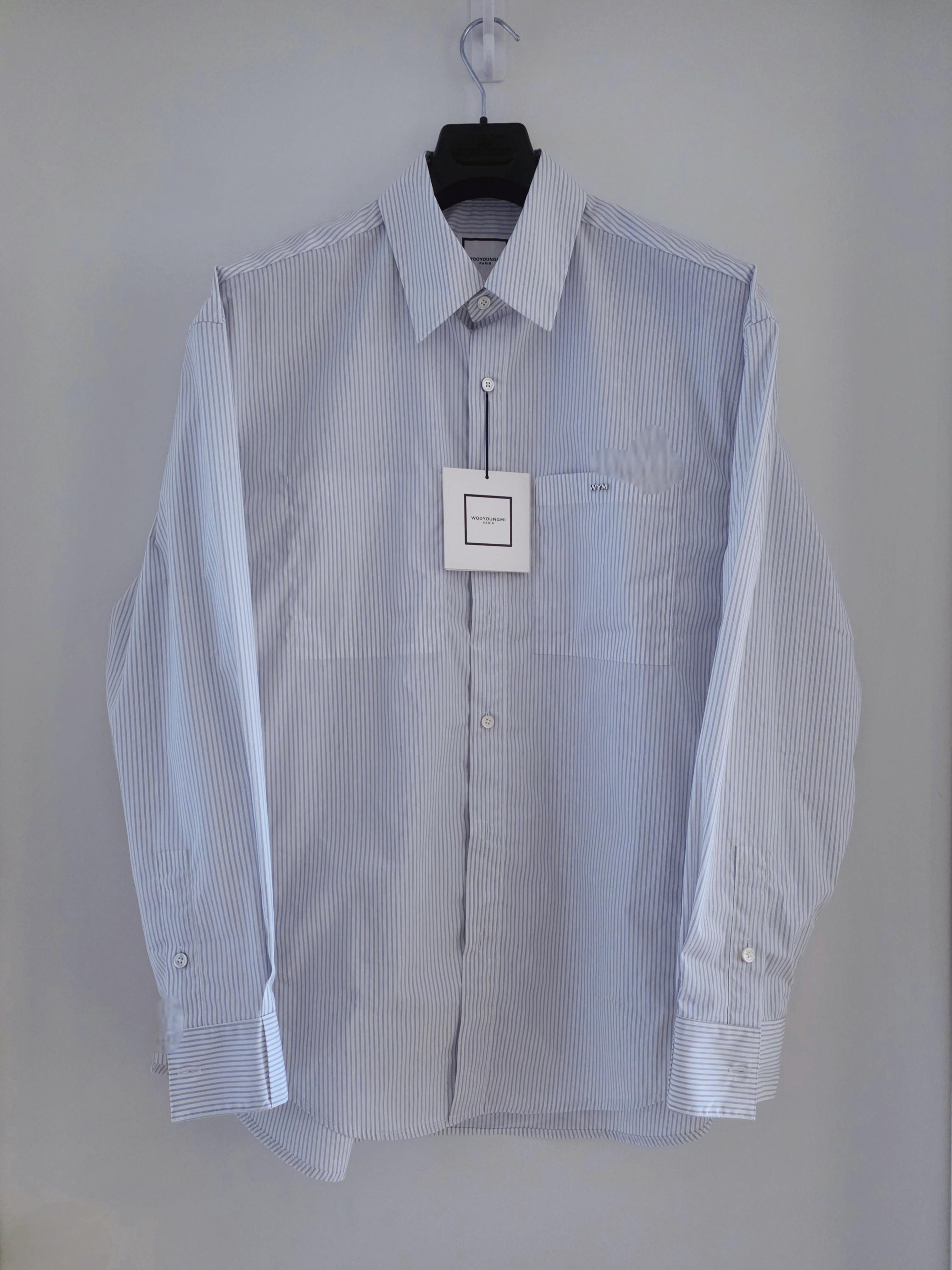 Wooyoungmi Cotton Back Logo Shirt Blue - 25SS 착용 스타일 - 1