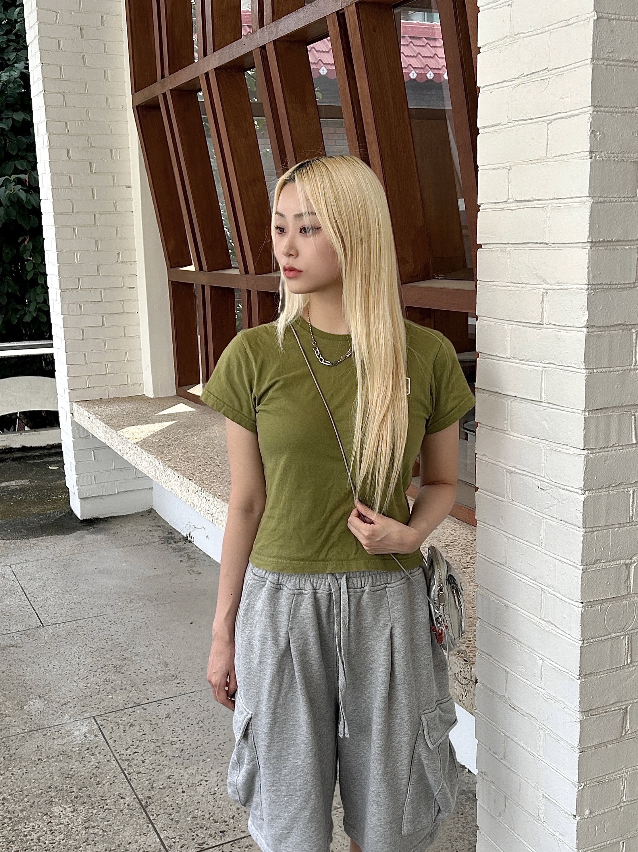 (Kids) Deus Ex Machina College Samcheong T-Shirt Rover Green, Sentiments No.346 Necklace Silver 착용 스타일