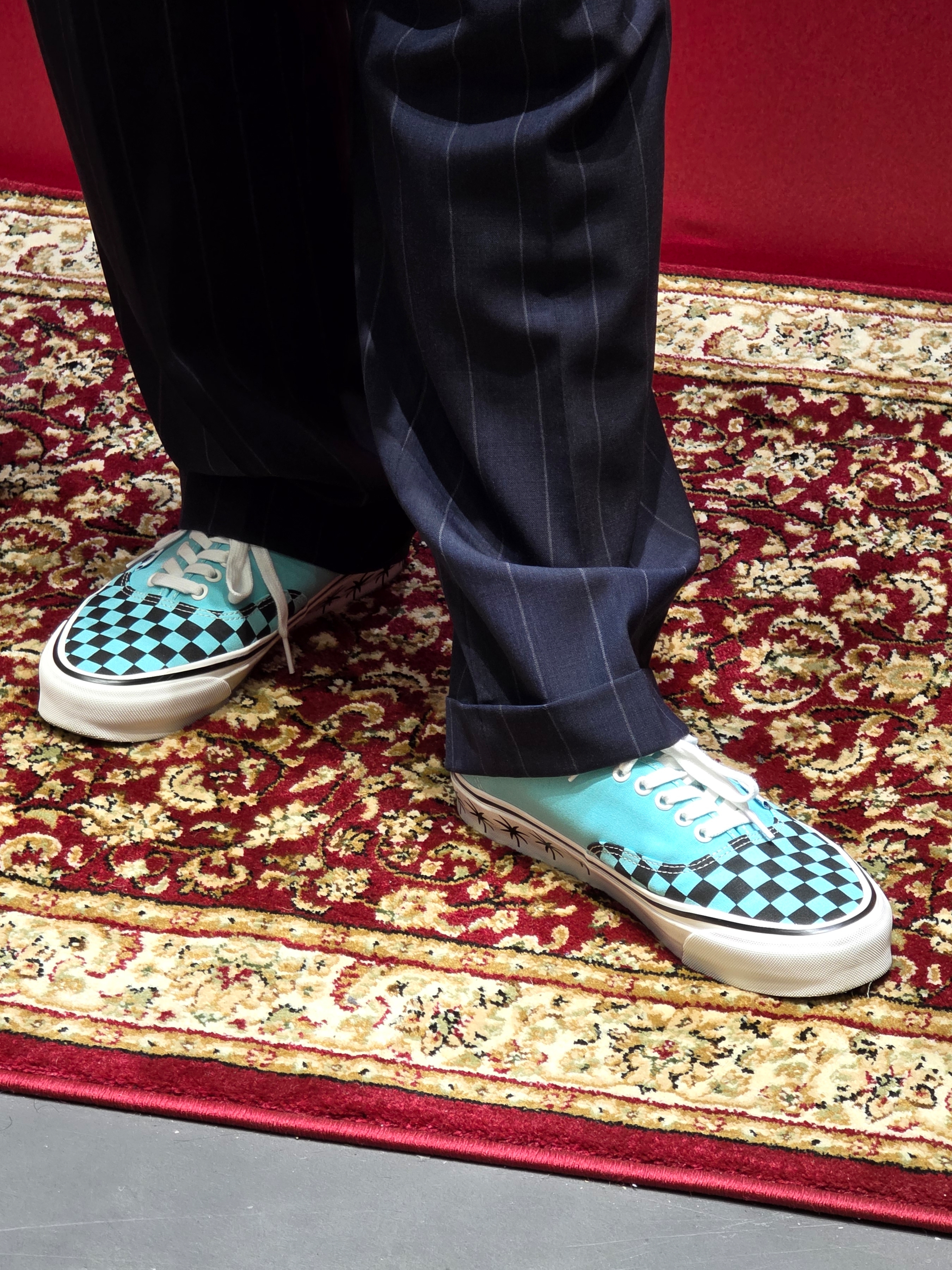 Vans X Wacko Maria Authentic Lx 44 Checkerboard Blue 착용 스타일 - 7