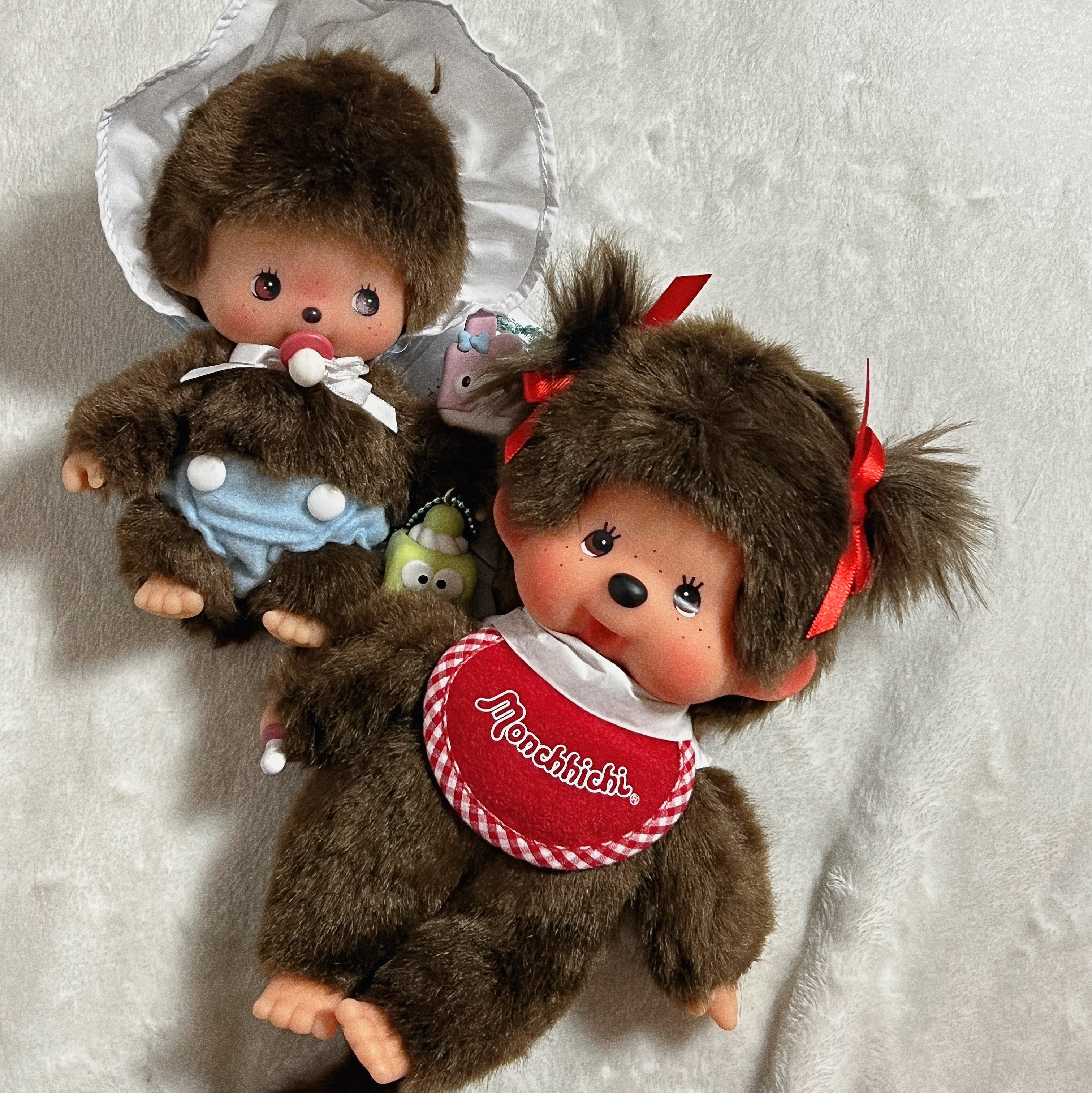 Monchhichi Premium Standard Twin Tail S Girl Brown, Monchhichi Bebichhichi S Boy Doll 착용 스타일