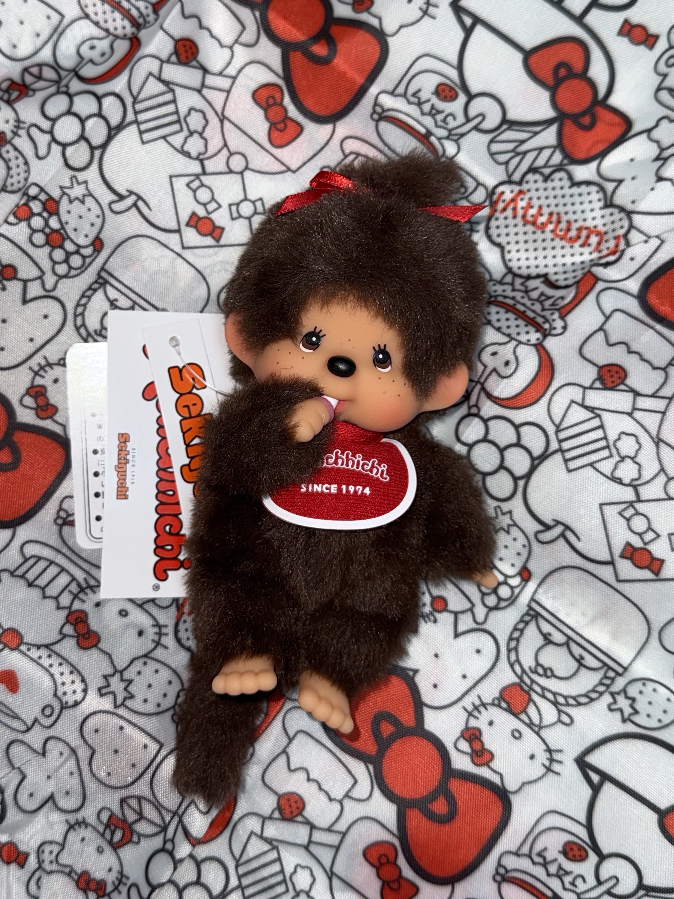 Monchhichi SS Girl Key Chain Brown 착용 스타일