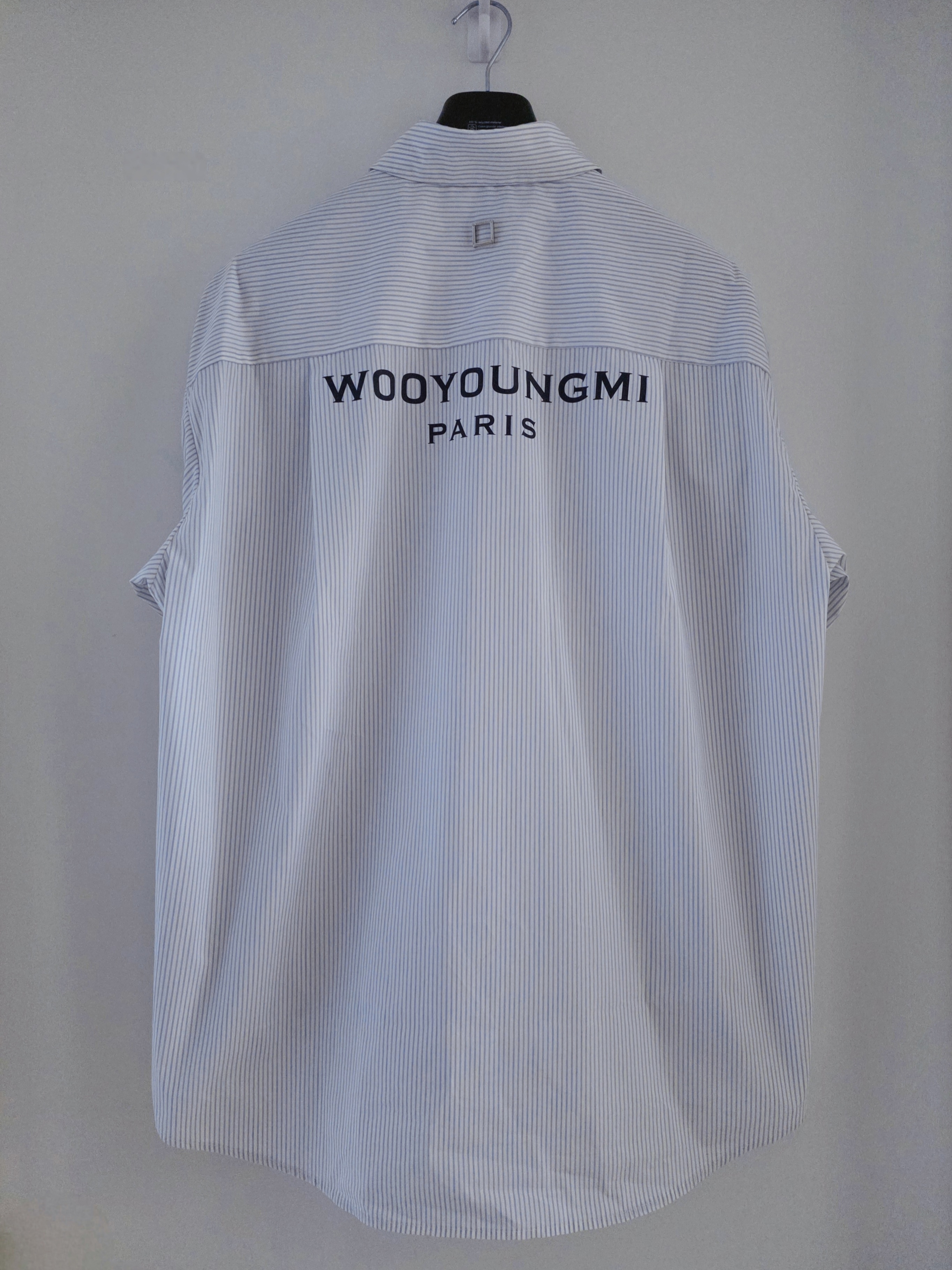 Wooyoungmi Cotton Back Logo Shirt Blue - 25SS 착용 스타일 - 2