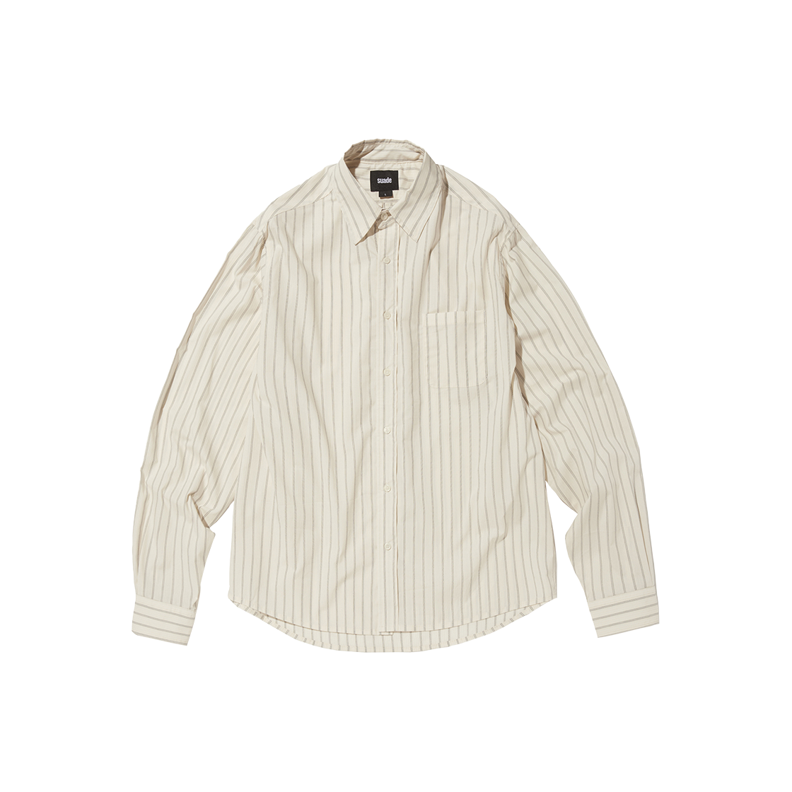 스웨이드 스트라이프 오버 셔츠 아이보리(Suade Striped Over Shirt Ivory)