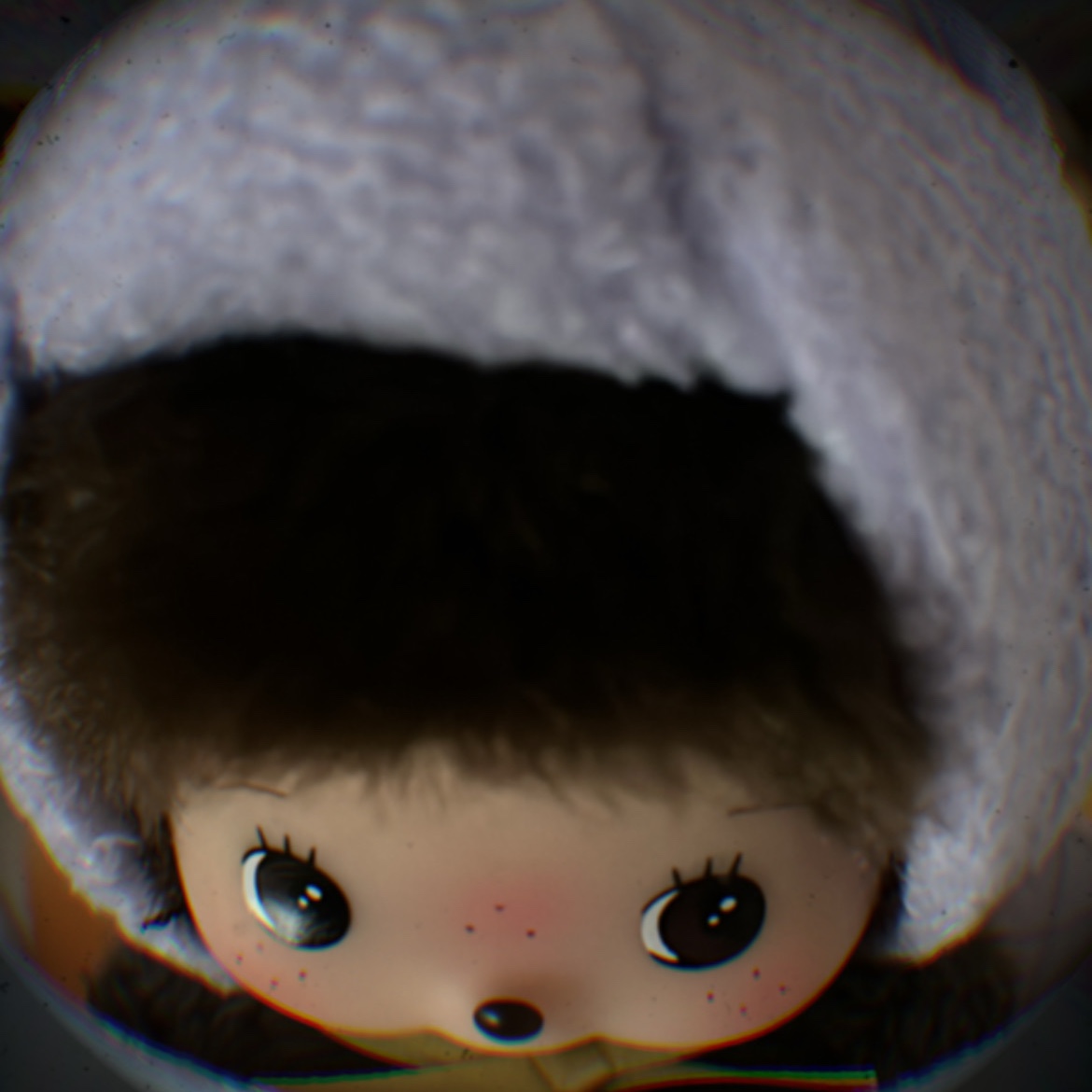 Monchhichi Animal Bebichhichi SS Cat Key Chain Purple 착용 스타일