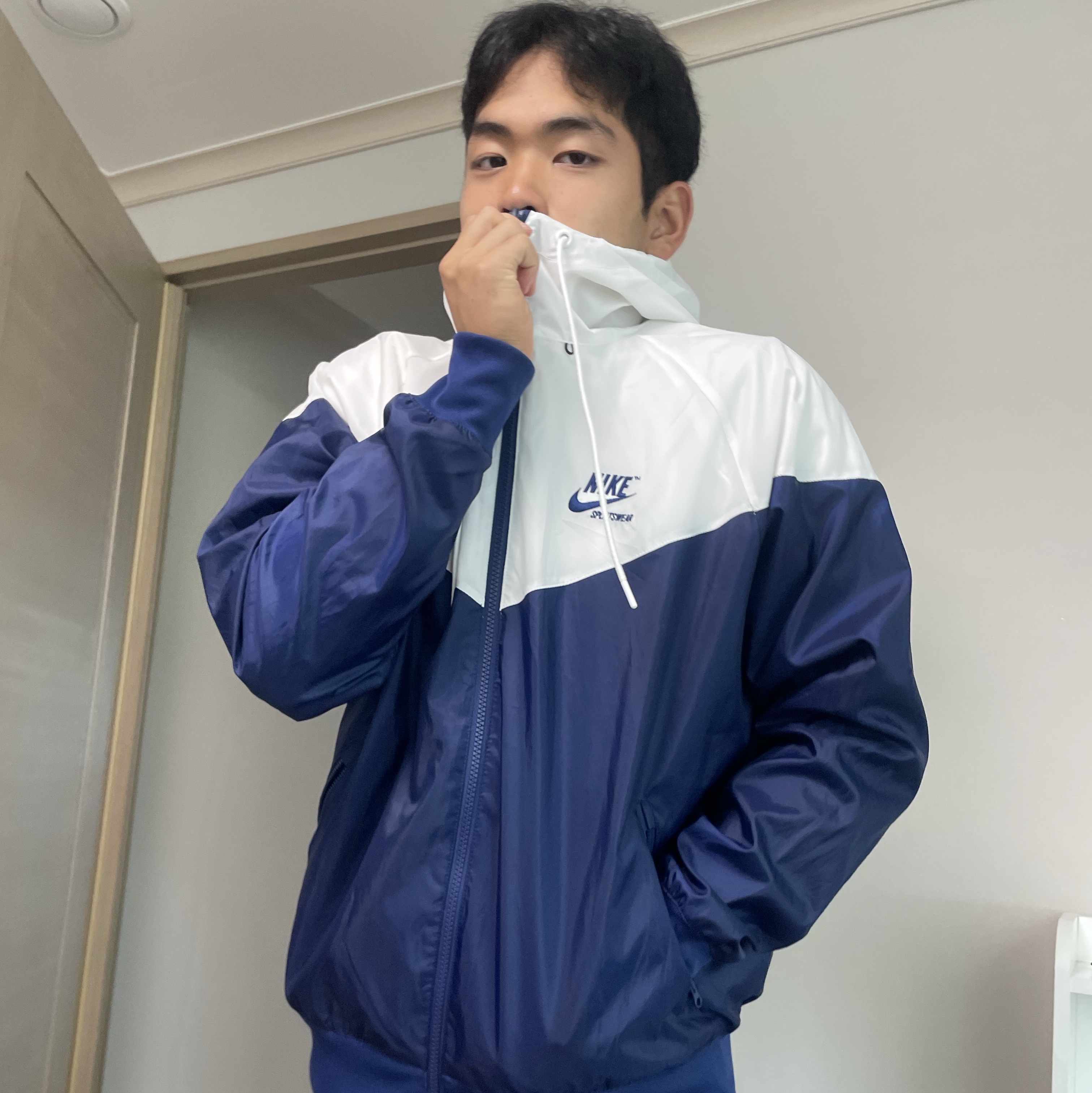 Nike Windrunner Woven Lined Jacket White Blue Void - Asia 착용 스타일 - 2