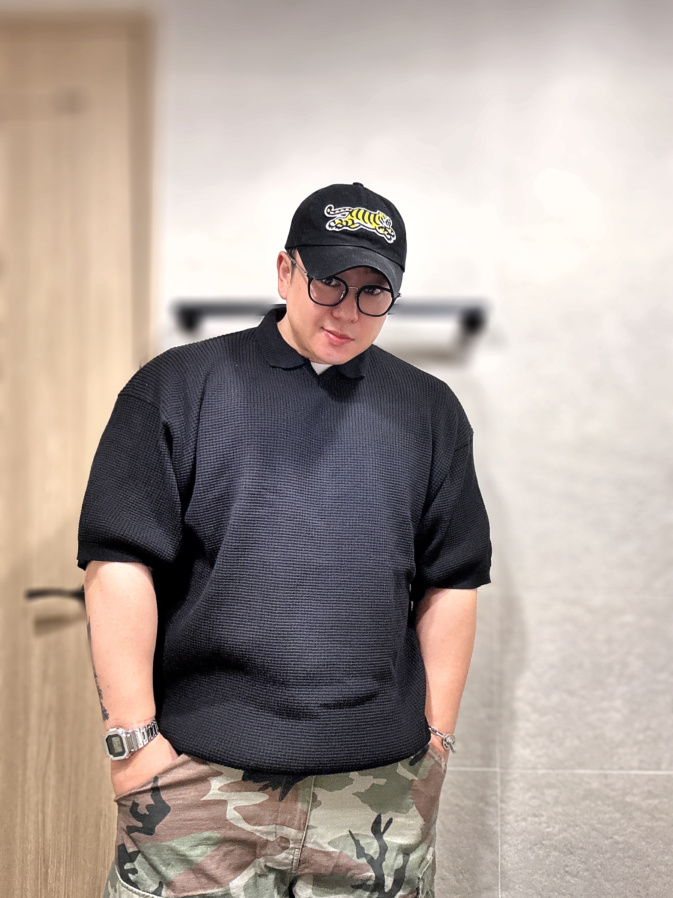 Human Made 6-Panel Twill Cap #4 Black, Casio G-Shock GMW-B5000D-3DR 착용 스타일
