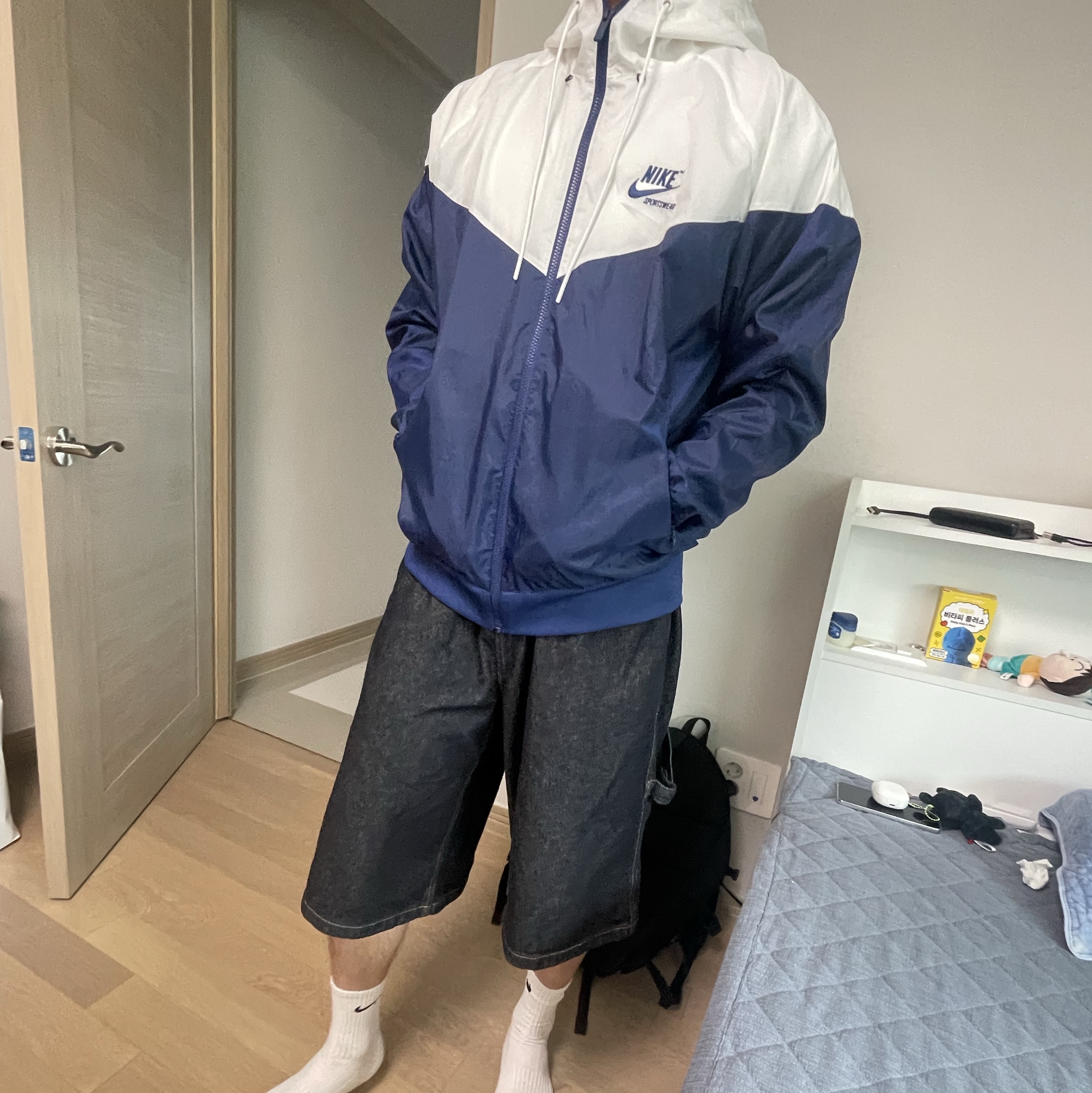 Nike Windrunner Woven Lined Jacket White Blue Void - Asia 착용 스타일 - 4