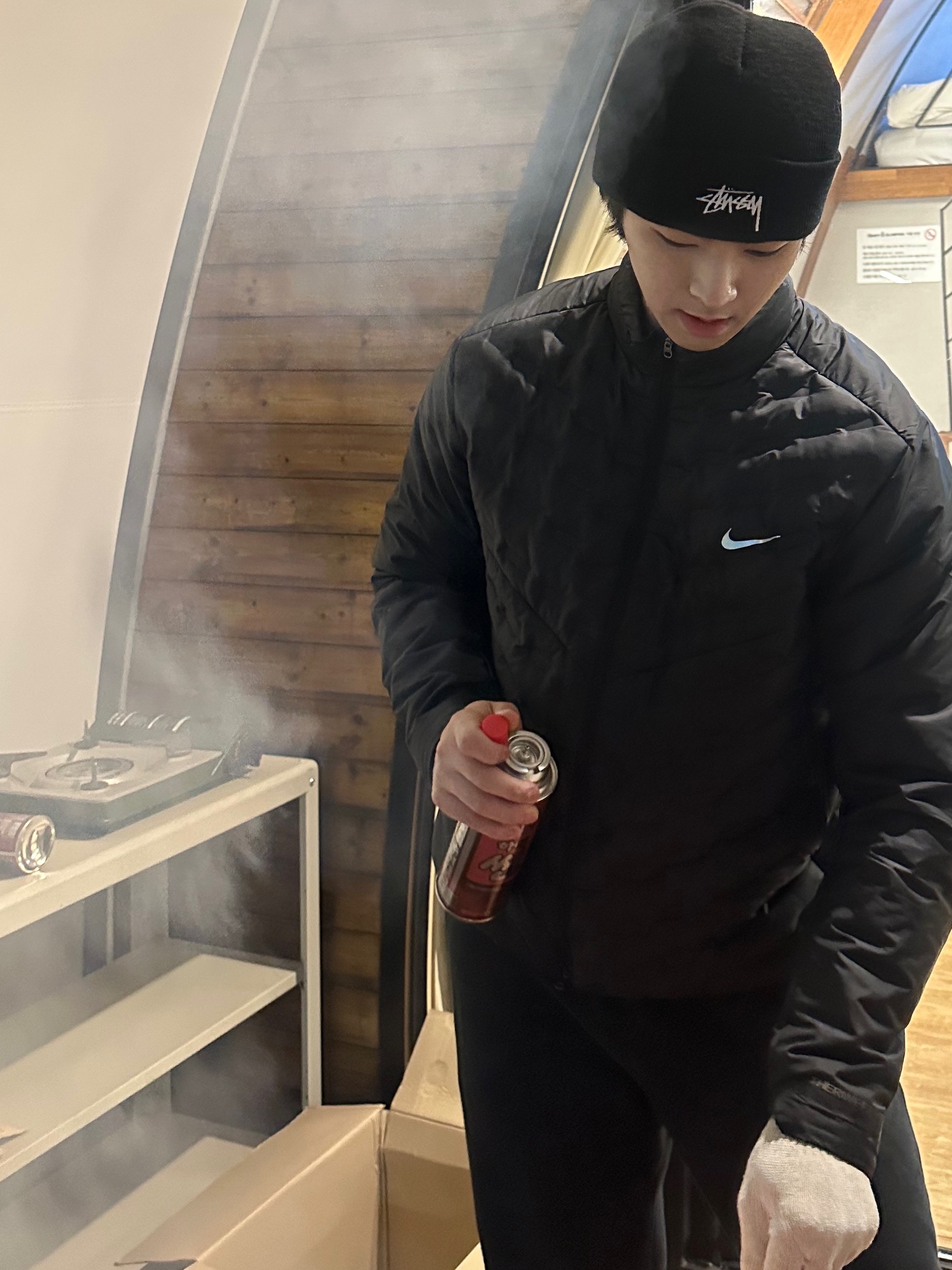 Nike Therma-Fit ADV Aeroloft Repel Down Running Jacket Black - Asia, Stussy x Our Legacy Yin Yang Beanie Black 착용 스타일 - 2