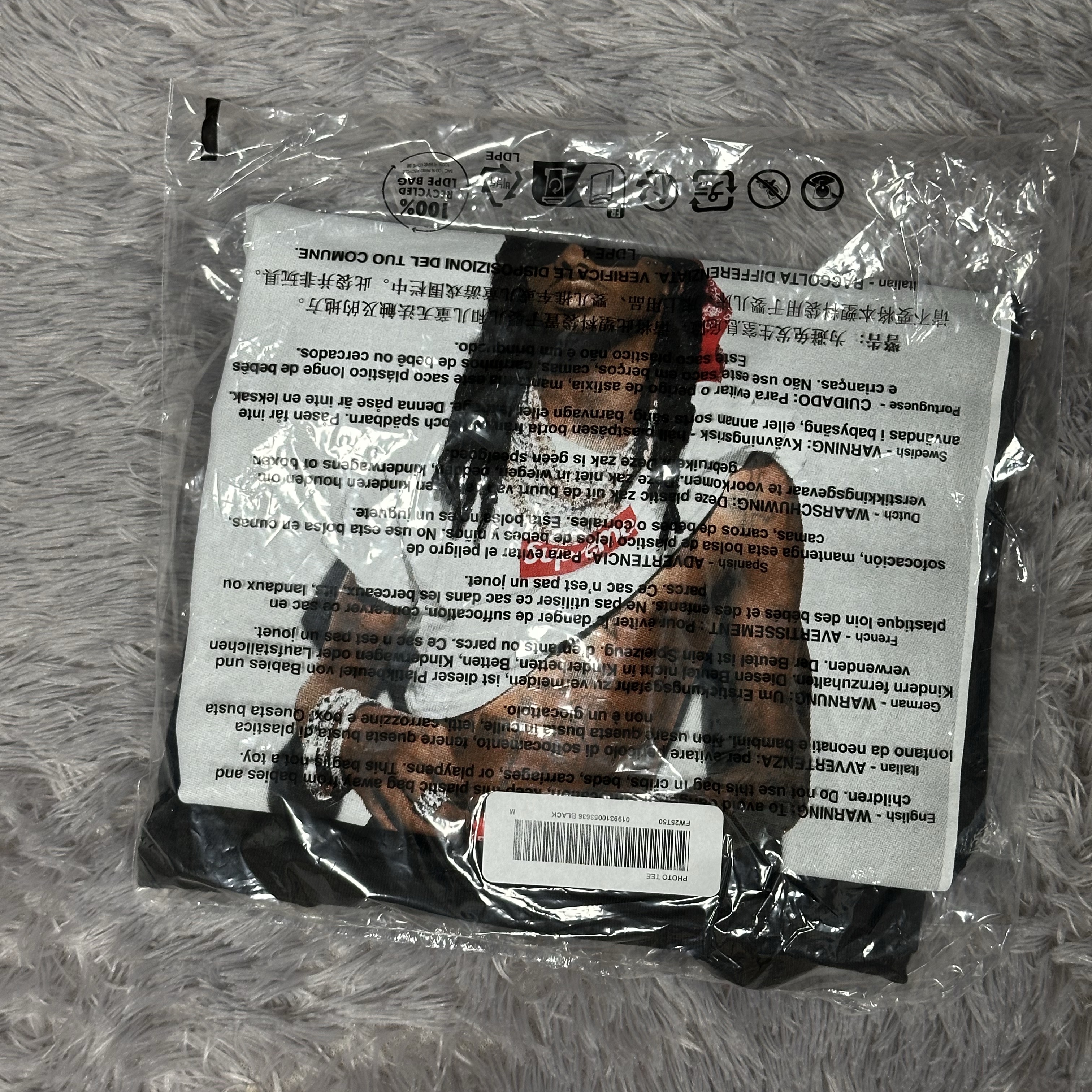 Supreme Playboi Carti T-Shirt Black - 25FW 착용 스타일 - 1