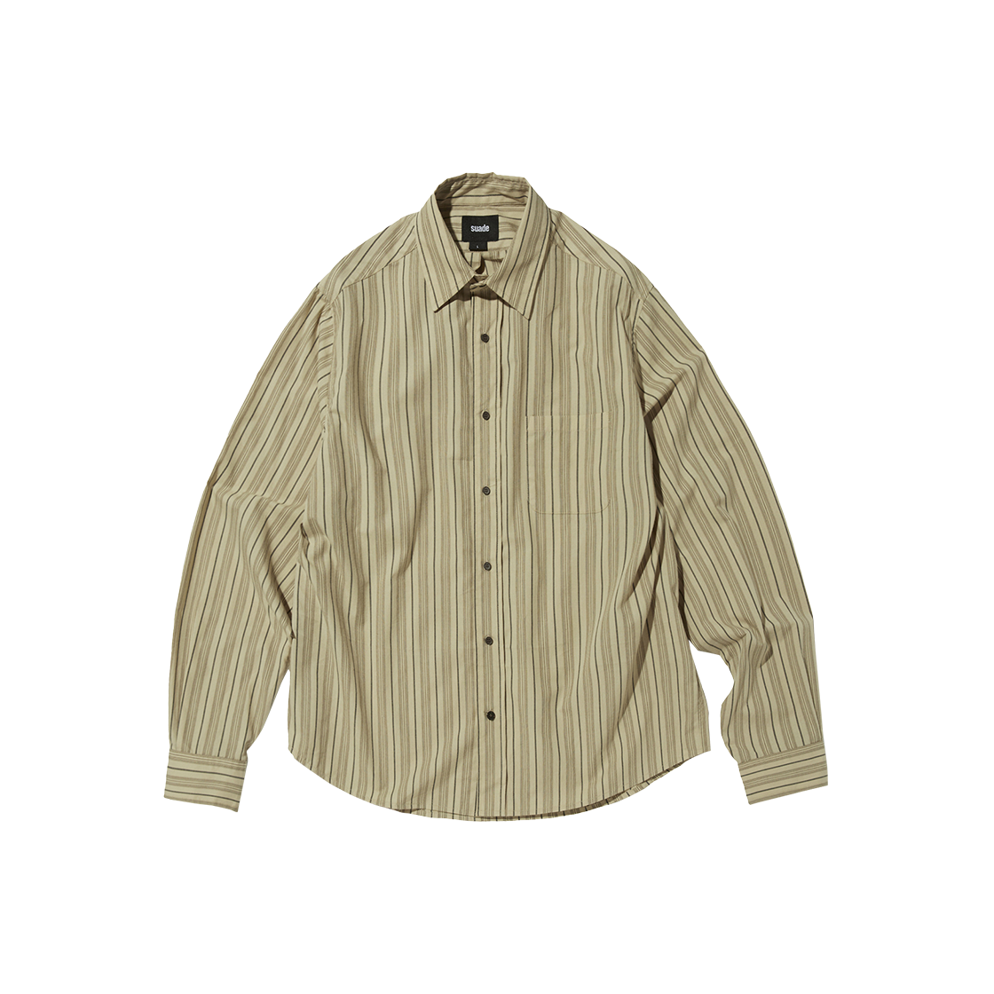 스웨이드 스트라이프 오버 셔츠 베이지(Suade Striped Over Shirt Beige)