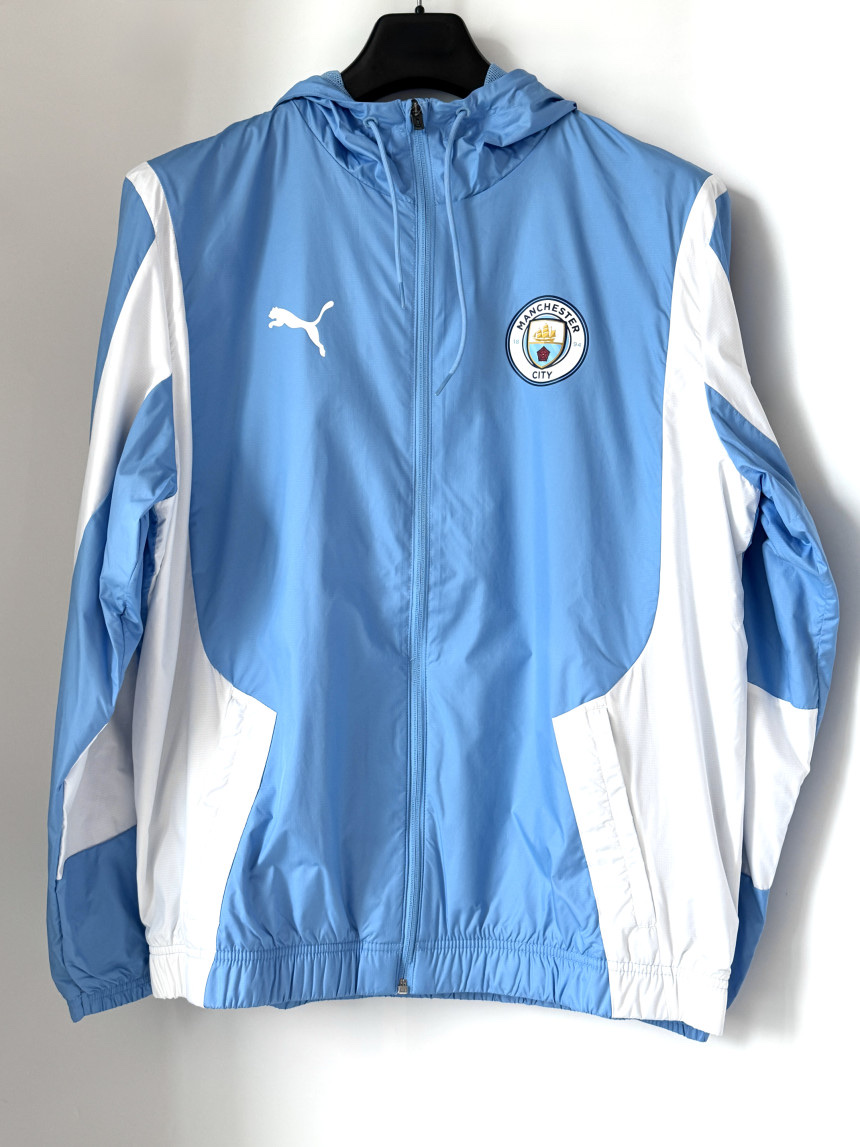Puma Manchester City Prematch Woven Anthem Jacket Light Blue White, Puma Manchester City Prematch Woven Jacket Inky Blue 착용 스타일 - 1