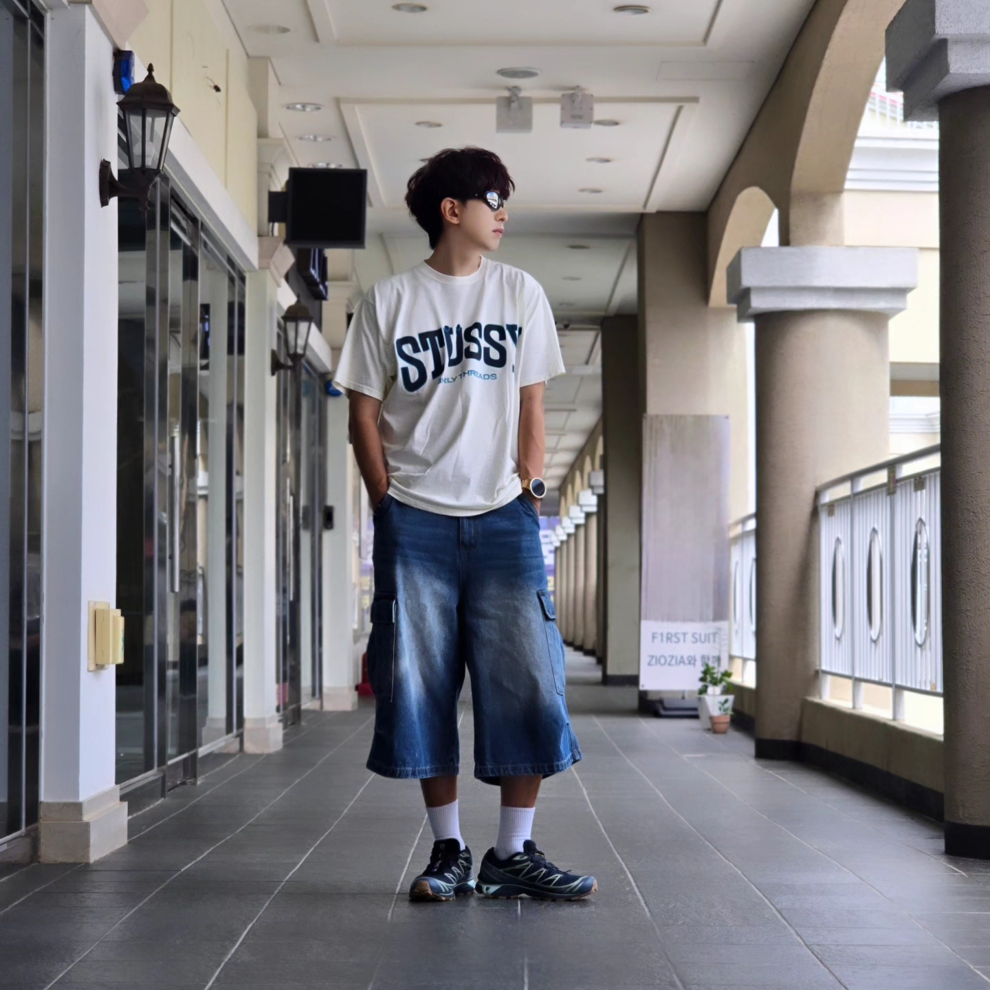 Stussy Burly Threads Pigment Dyed T-Shirt Natural, Samsung Galaxy Watch6 44mm LTE Silver (Korean Ver.) 착용 스타일 - 3