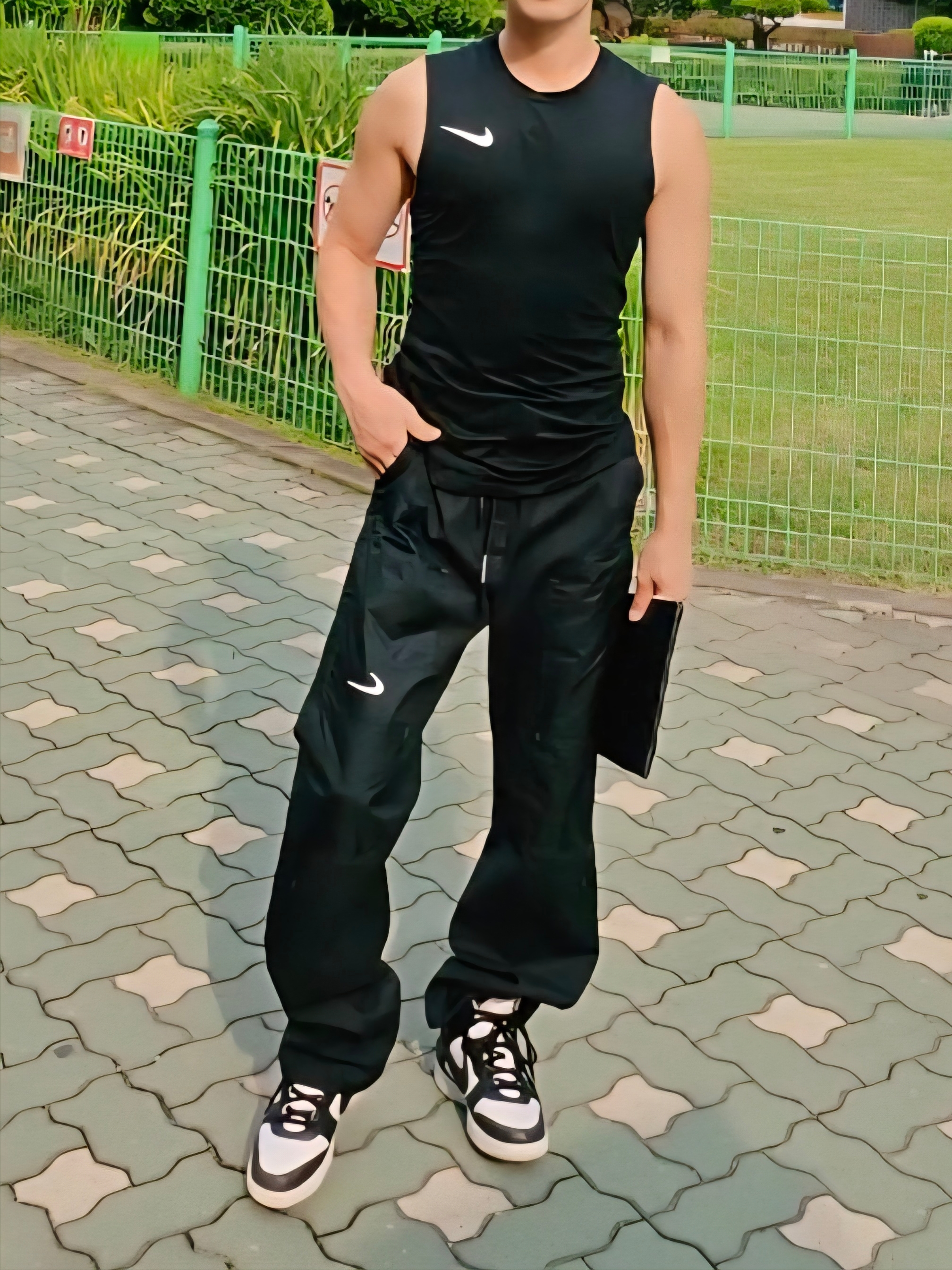 Nike x Ambush Dunk High Black, Nike x Off-White NRG Pants Black 착용 스타일