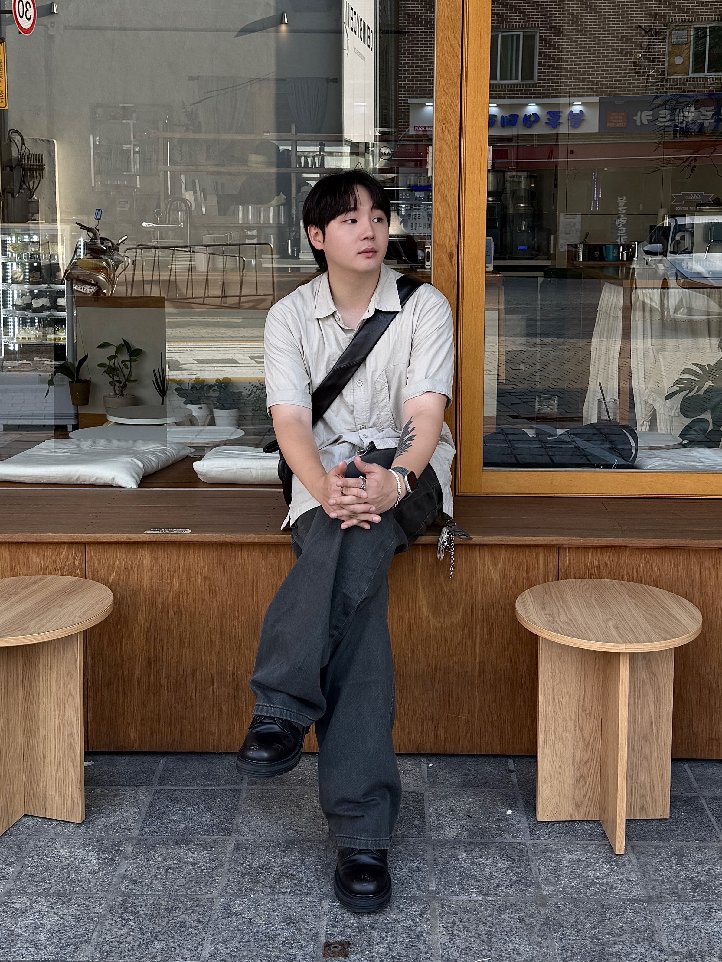Millo Archive Slope Wide Pants Grayish Green, Apple Watch SE 2024 40mm GPS Silver Aluminium Case with Sport Band S/M Denim (Korean Ver.) 착용 스타일 - 1