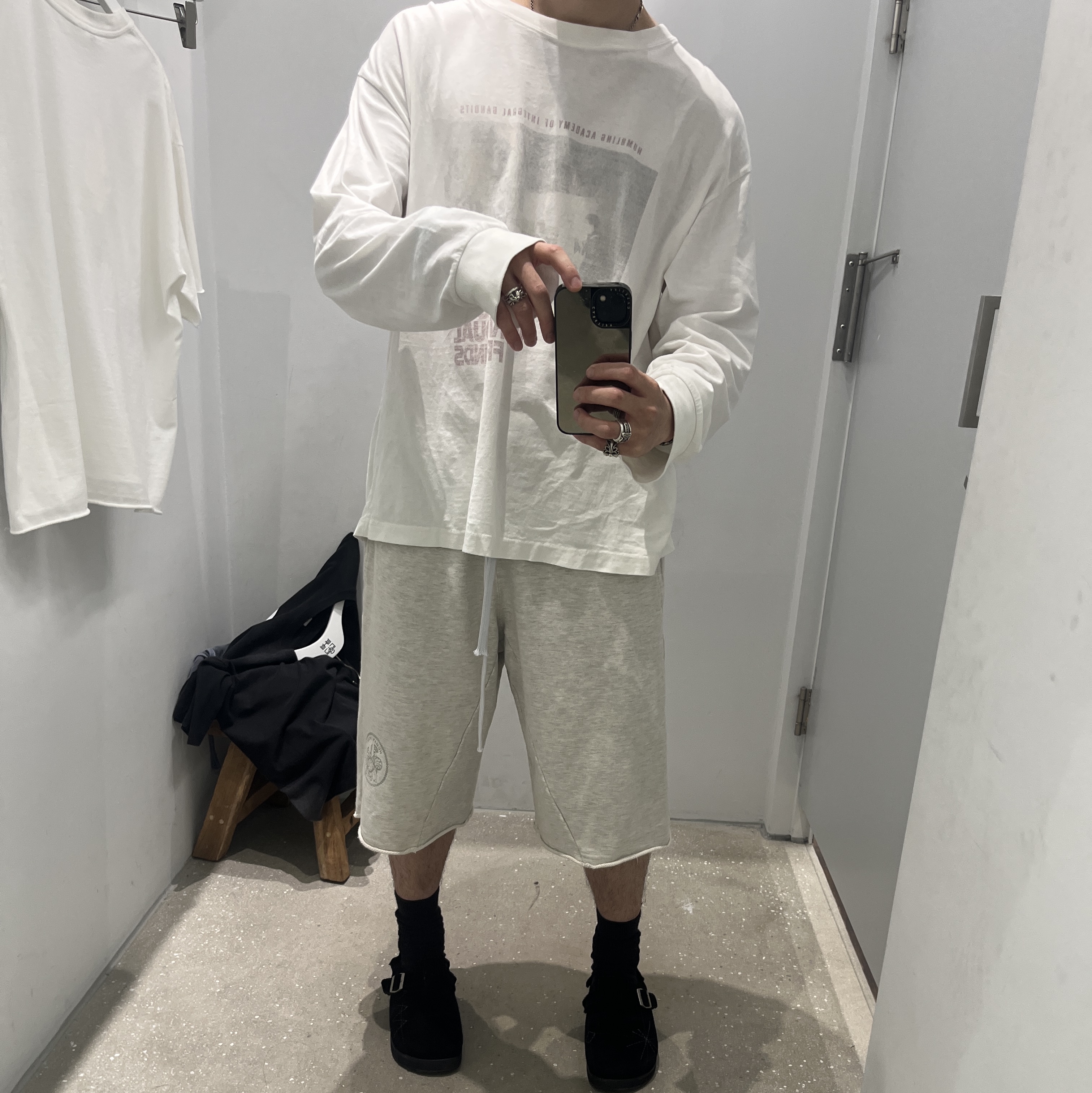 Polyteru Human Index Human 1/2 Sweatpants Light Melange Gray, [프리오더] Polyteru Sliders Shoes Black 착용 스타일