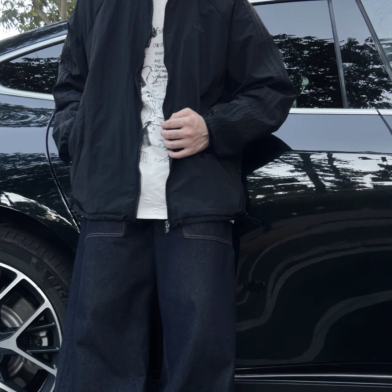 Adidas Adicolor 2000s Woven Track Top Black - KR Sizing 착용 스타일