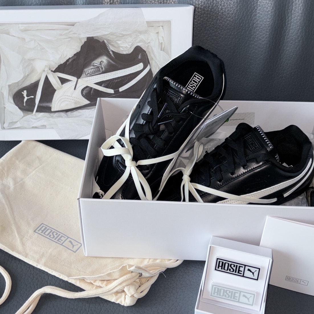 (W) Puma x Rosé Speedcat PRM Black Warm White 착용 스타일 - 2