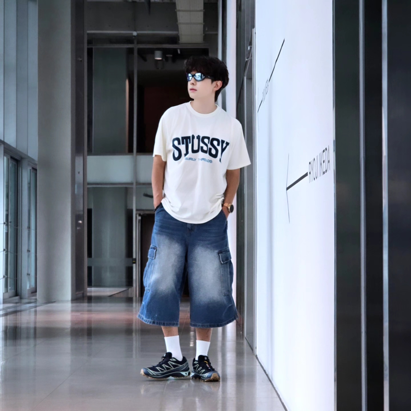 Stussy Burly Threads Pigment Dyed T-Shirt Natural, Samsung Galaxy Watch6 44mm LTE Silver (Korean Ver.) 착용 스타일 - 2